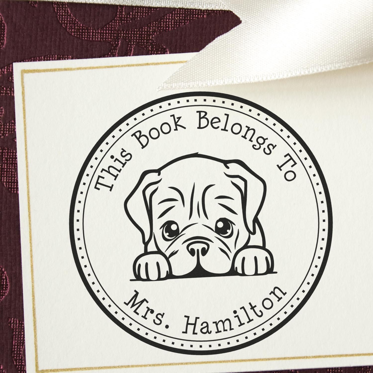 Wooden Handle Dogue De Bordeaux Custom Read it Return It Stamp - Engineer Seal Stamps