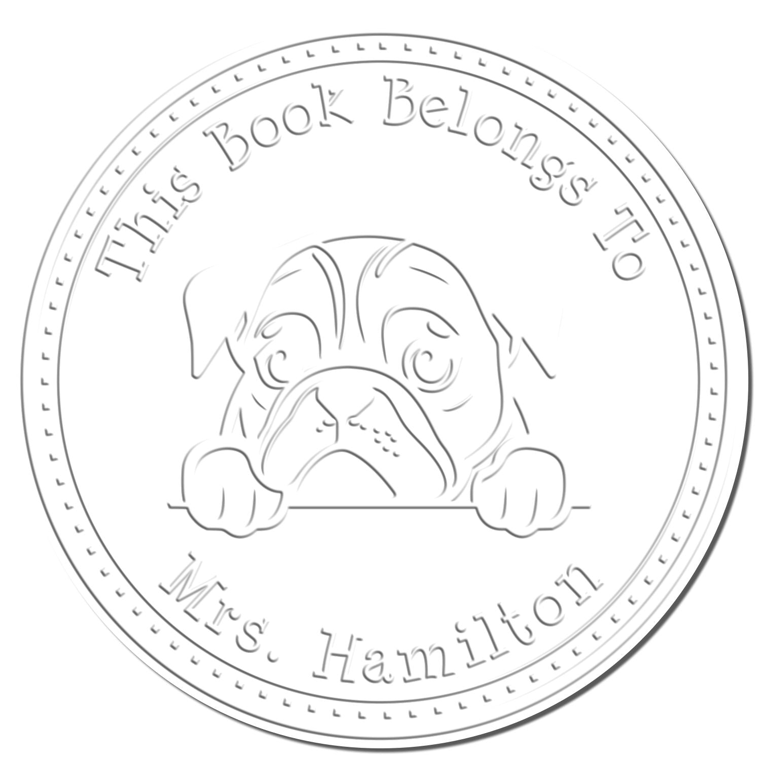 Handheld English Bulldog Personalized Read it Return It Embossed Stamp - Engineer Seal Stamps
