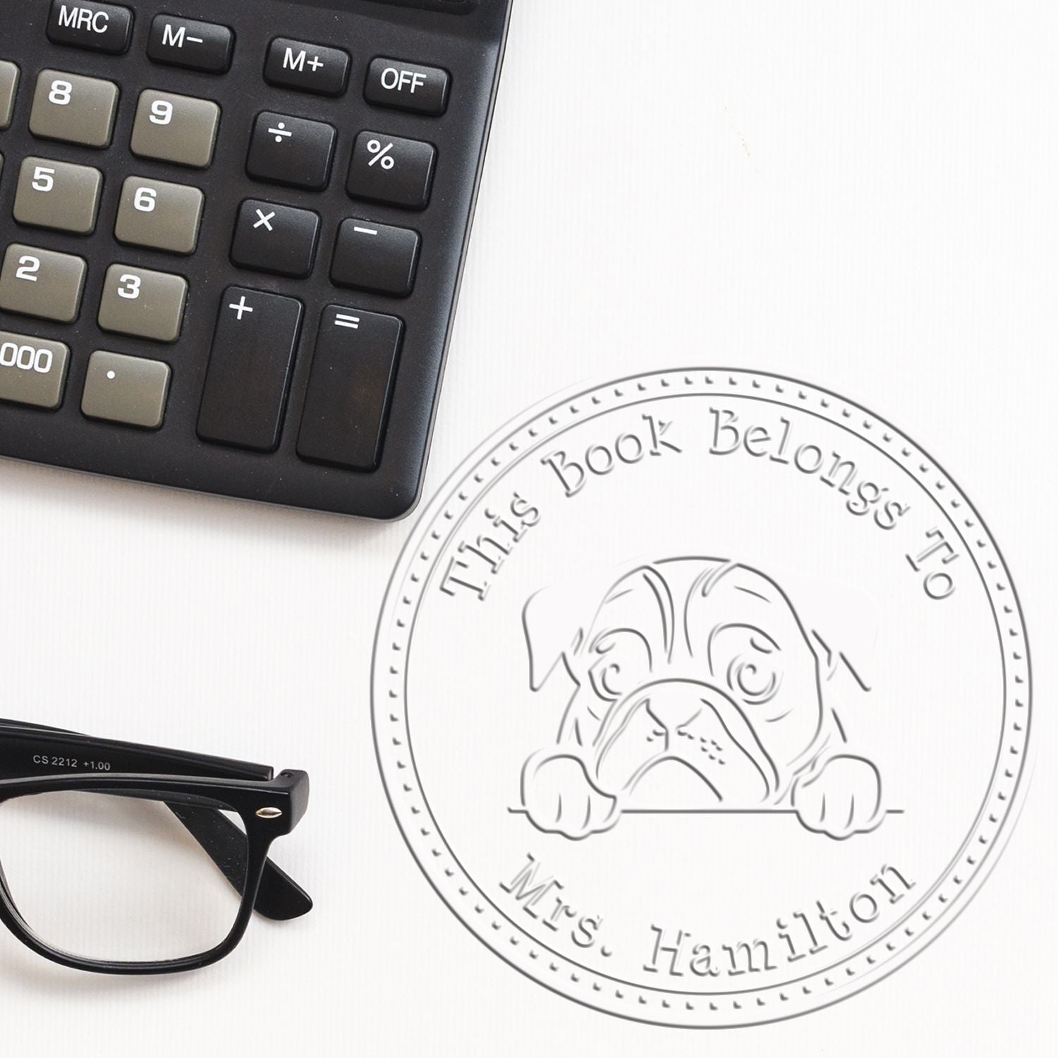 English Bulldog Personalized Home Library Seal Embossed Stamp - Engineer Seal Stamps