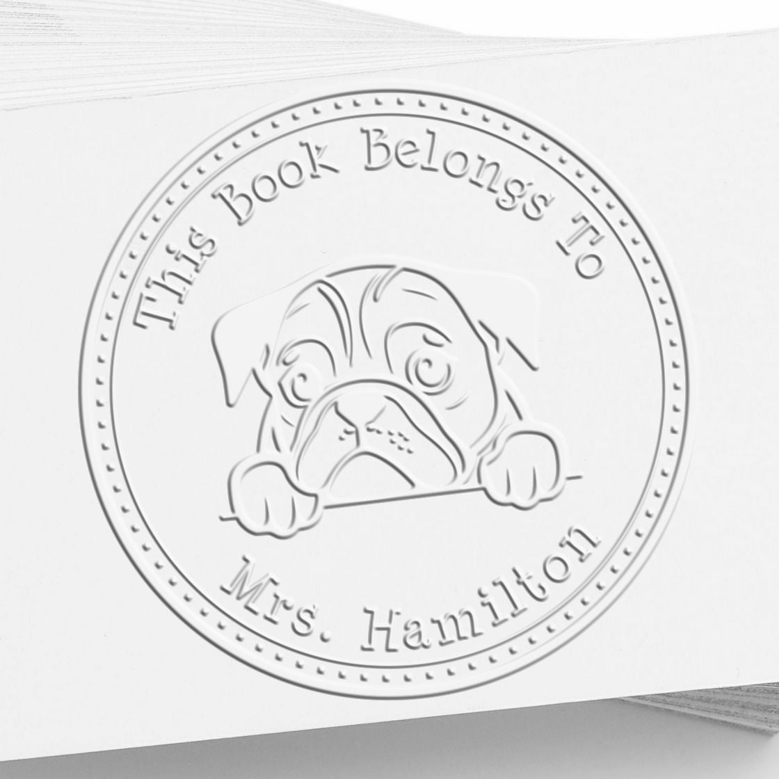 Desk English Bulldog Customizable Embossed Stamp - Engineer Seal Stamps