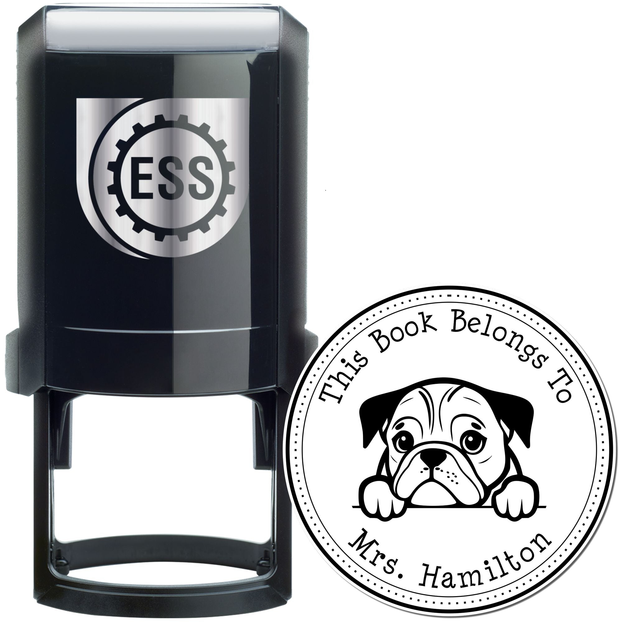 Self-Inking English Bulldog Customized Private Library Stamper - Engineer Seal Stamps