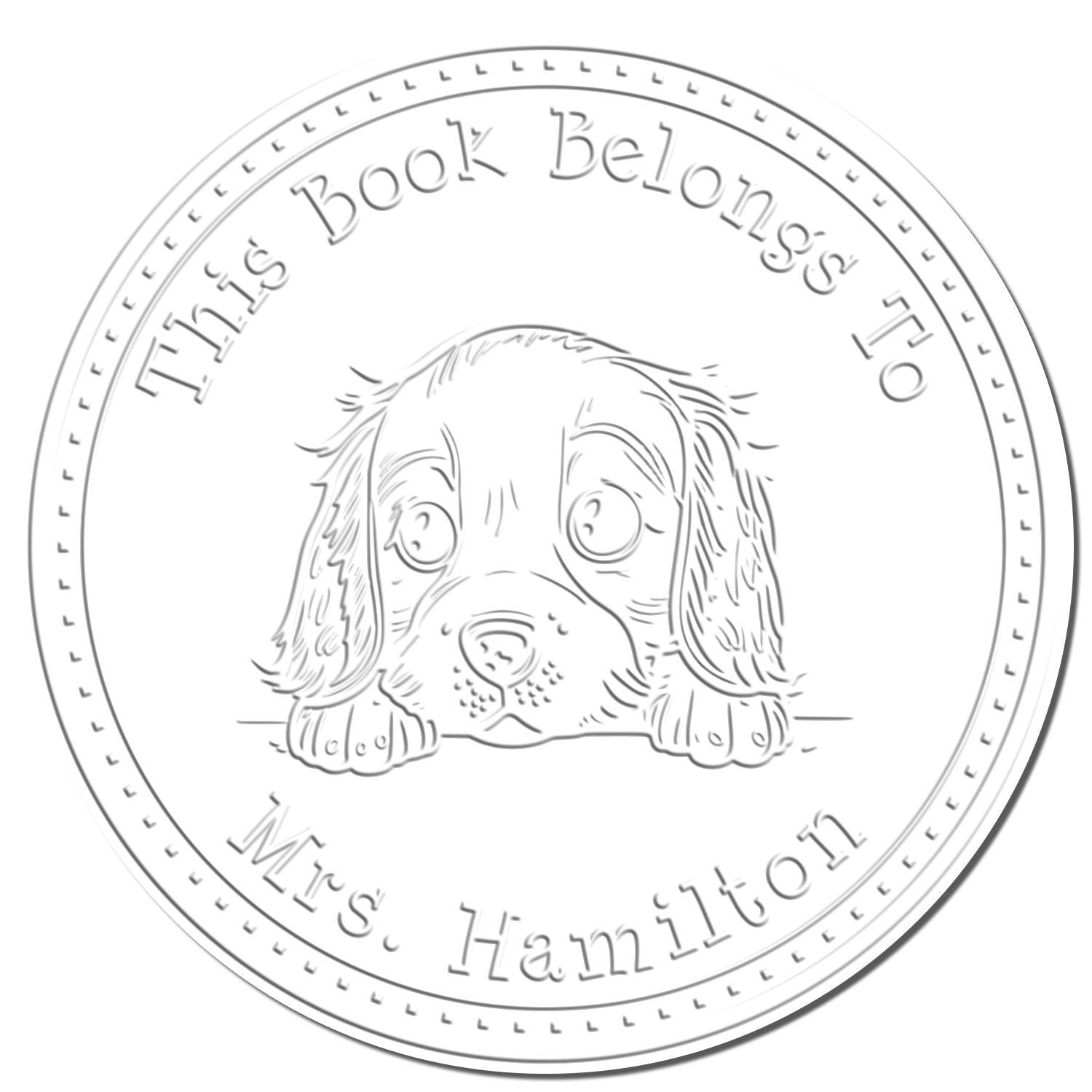 Handheld English Cocker Spaniel Personalized Read it Return It Embossed Seal Stamp - Engineer Seal Stamps