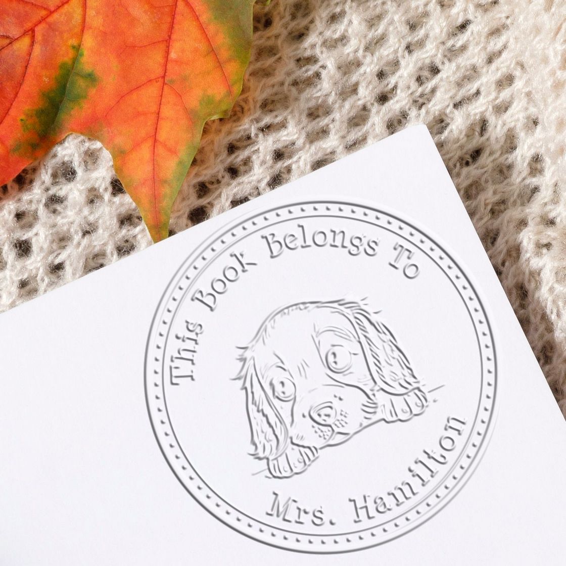 English Cocker Spaniel Personalized Book Collection Seal - Engineer Seal Stamps