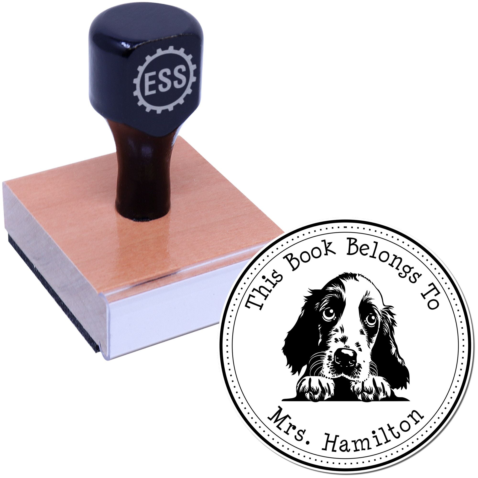 Wooden Handle English Setter Custom Book Stamper - Engineer Seal Stamps