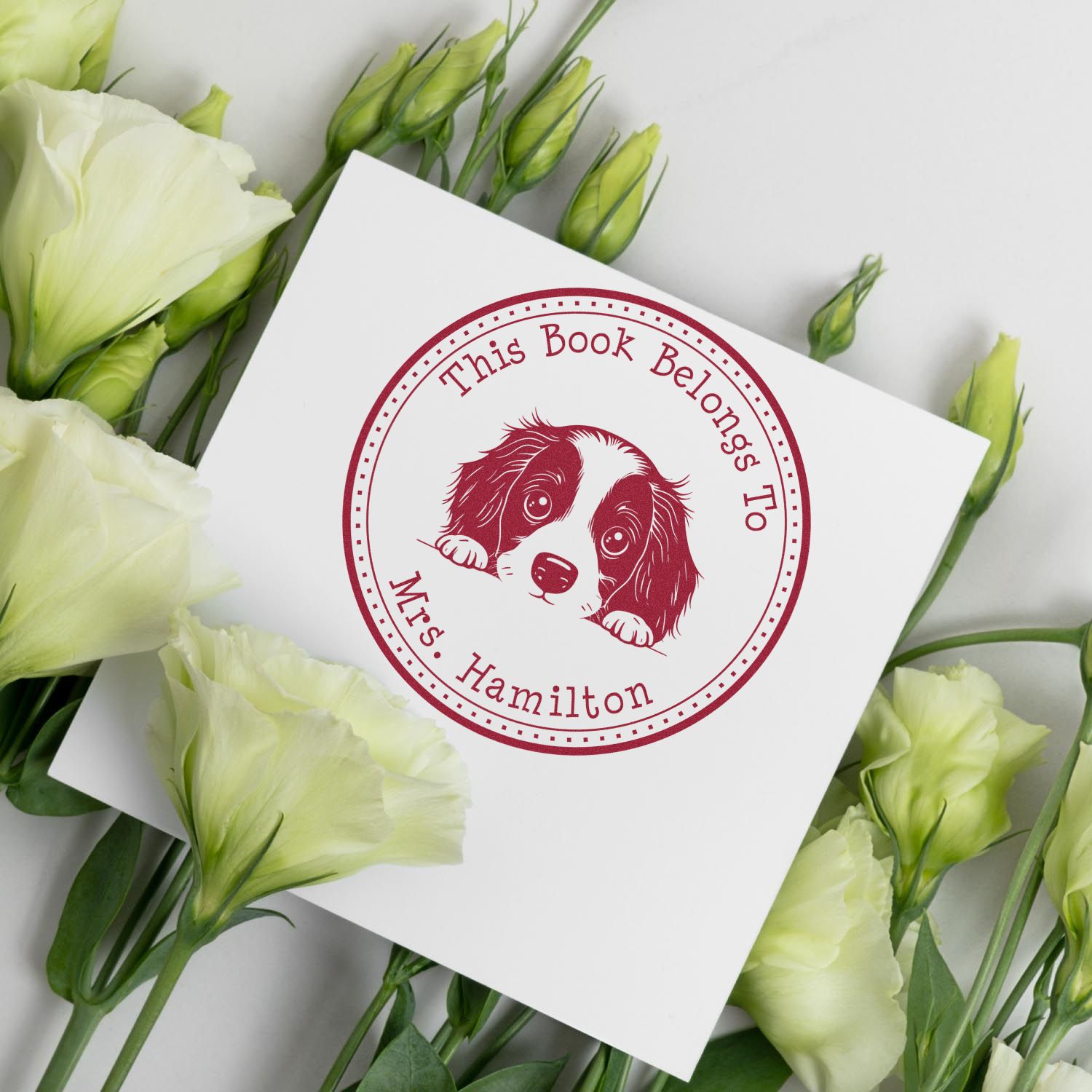 English Springer Spaniel Personalized Book Label Stamp - Engineer Seal Stamps