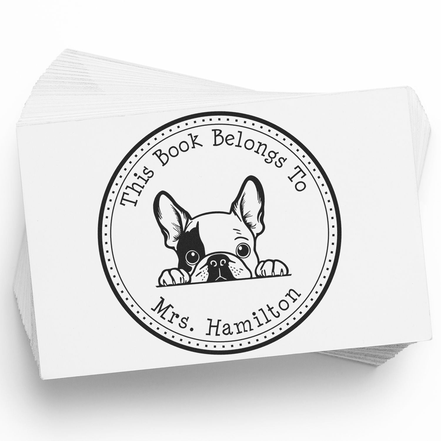 Wooden Handle French Bulldog Custom From the Desk of Stamper - Engineer Seal Stamps
