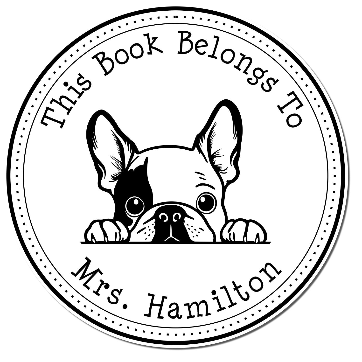 French Bulldog Personalized Book Label Stamper - Engineer Seal Stamps