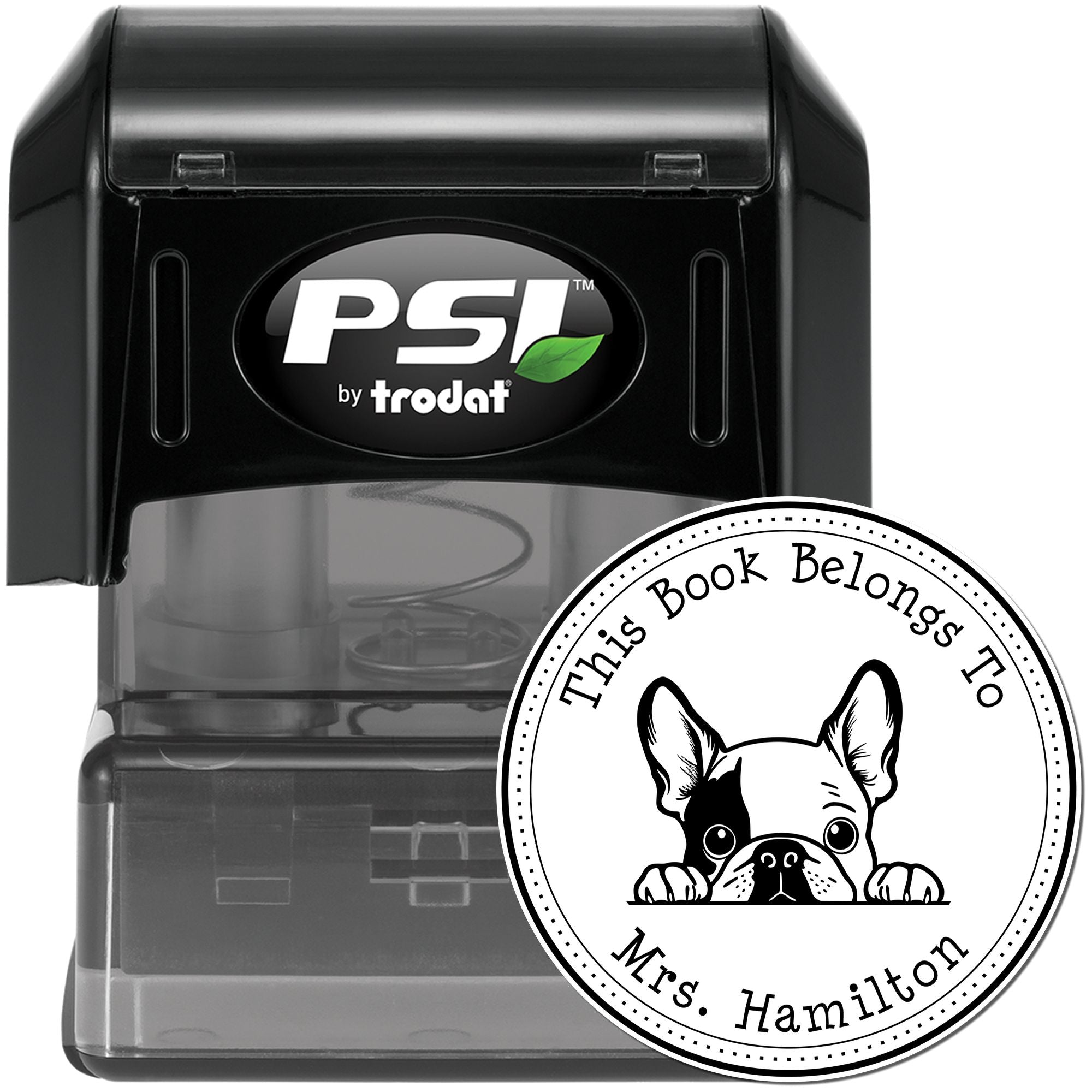 French Bulldog Personalized Book Label Stamper - Engineer Seal Stamps