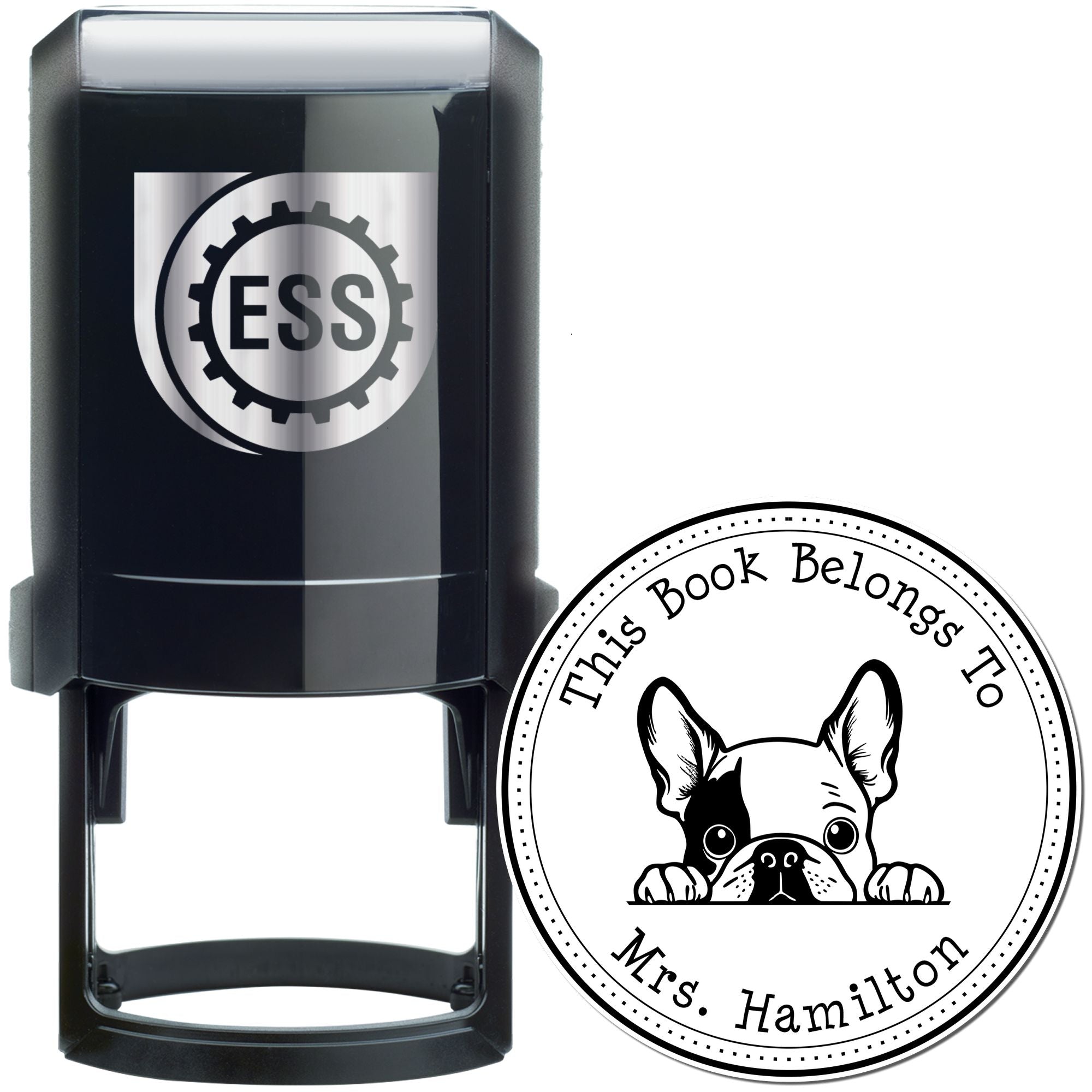 Self-Inking French Bulldog Customizable From the Library of Stamper - Engineer Seal Stamps