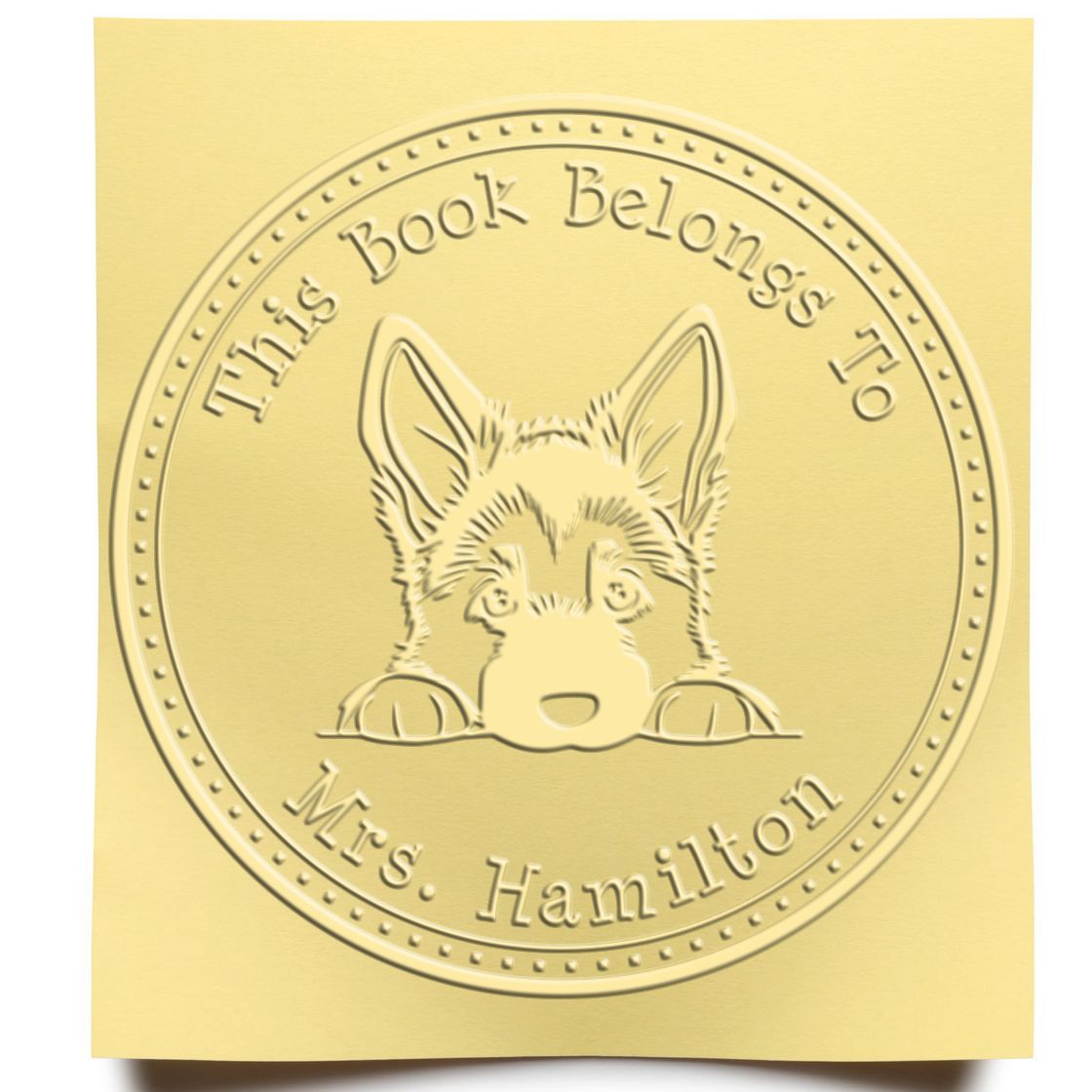 Handheld German Shepherd Personalized Book Seal - Engineer Seal Stamps