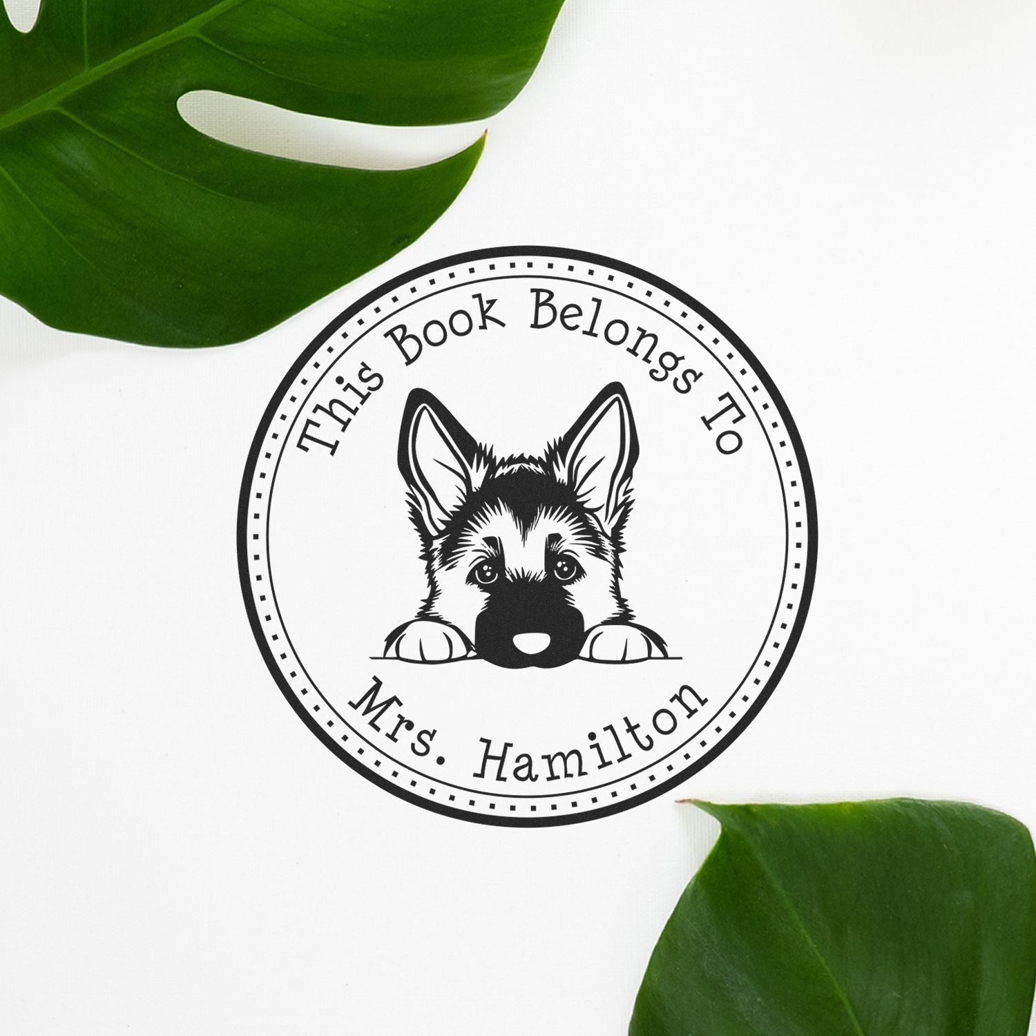 German Shepherd Personalized Library Name Stamp - Engineer Seal Stamps
