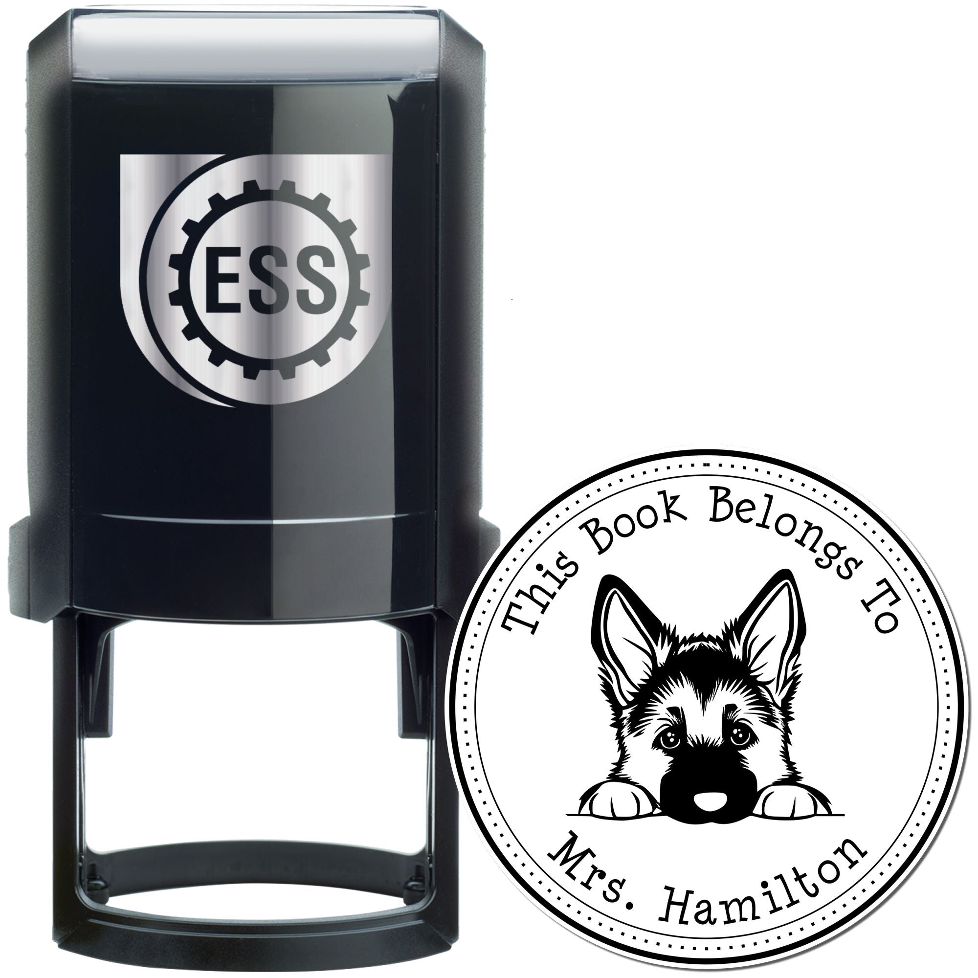 Self-Inking German Shepherd Customizable Property of Stamp - Engineer Seal Stamps