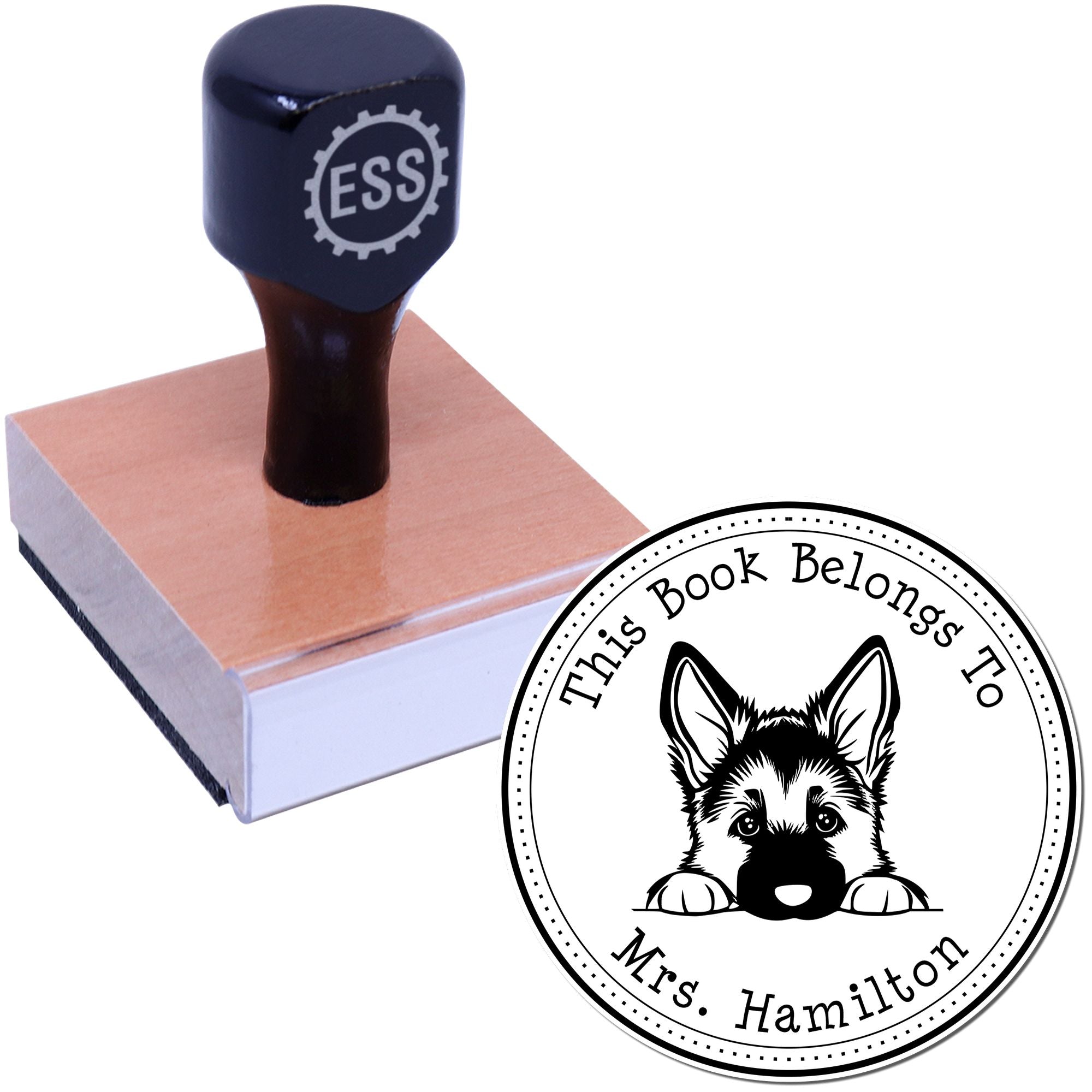 Wooden Handle German Shepherd Custom Desk of Stamp - Engineer Seal Stamps