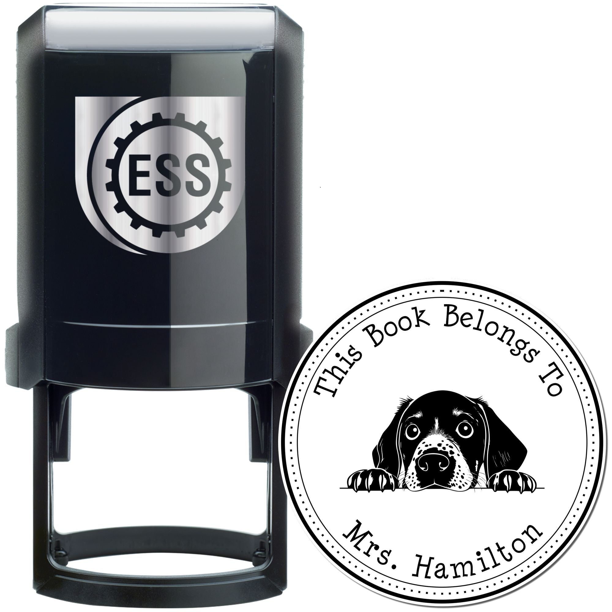 Self-Inking German Shorthaired Pointer Customizable Property of Stamper - Engineer Seal Stamps