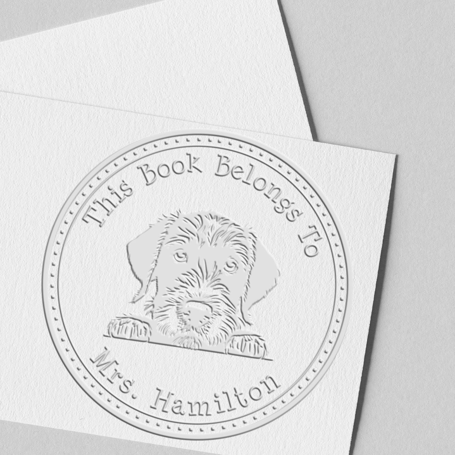 Handheld German Wirehaired Pointer Personalized Book Embosser Seal
