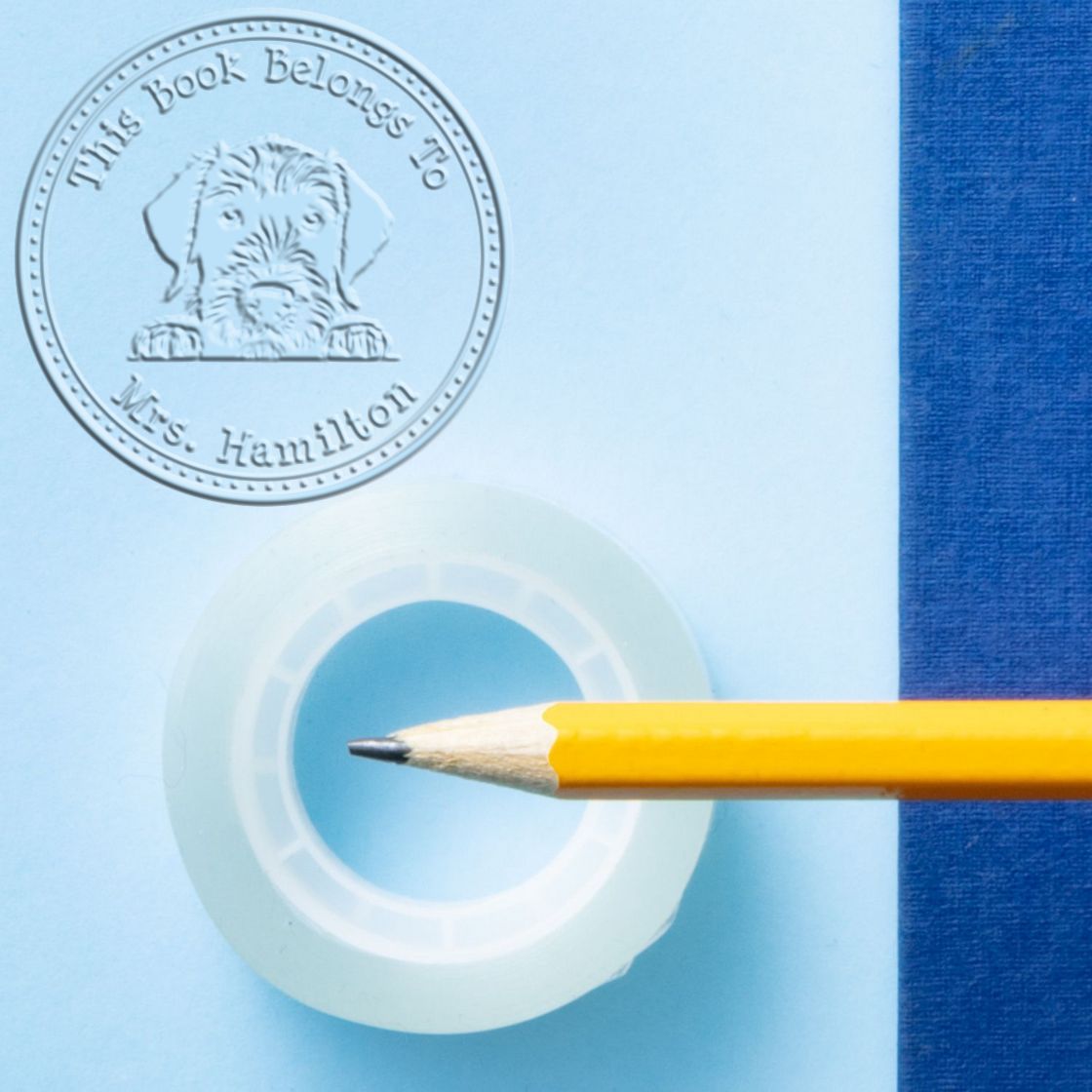 German Wirehaired Pointer Personalized Book Collection Embossing Stamp - Engineer Seal Stamps