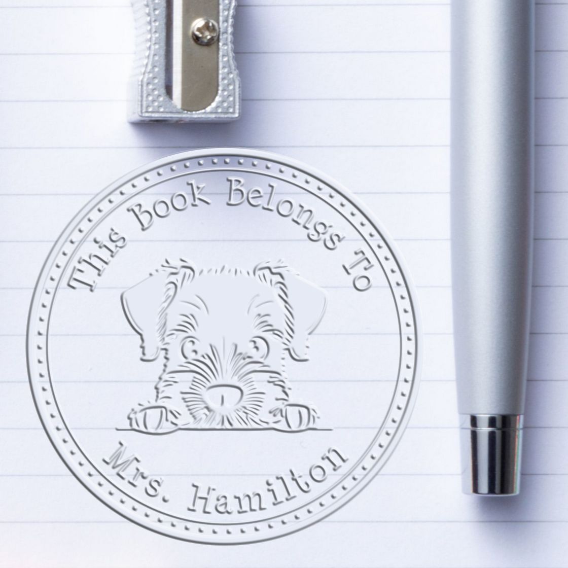 Giant Schnauzer Personalized Book Collection Embossed Stamp - Engineer Seal Stamps