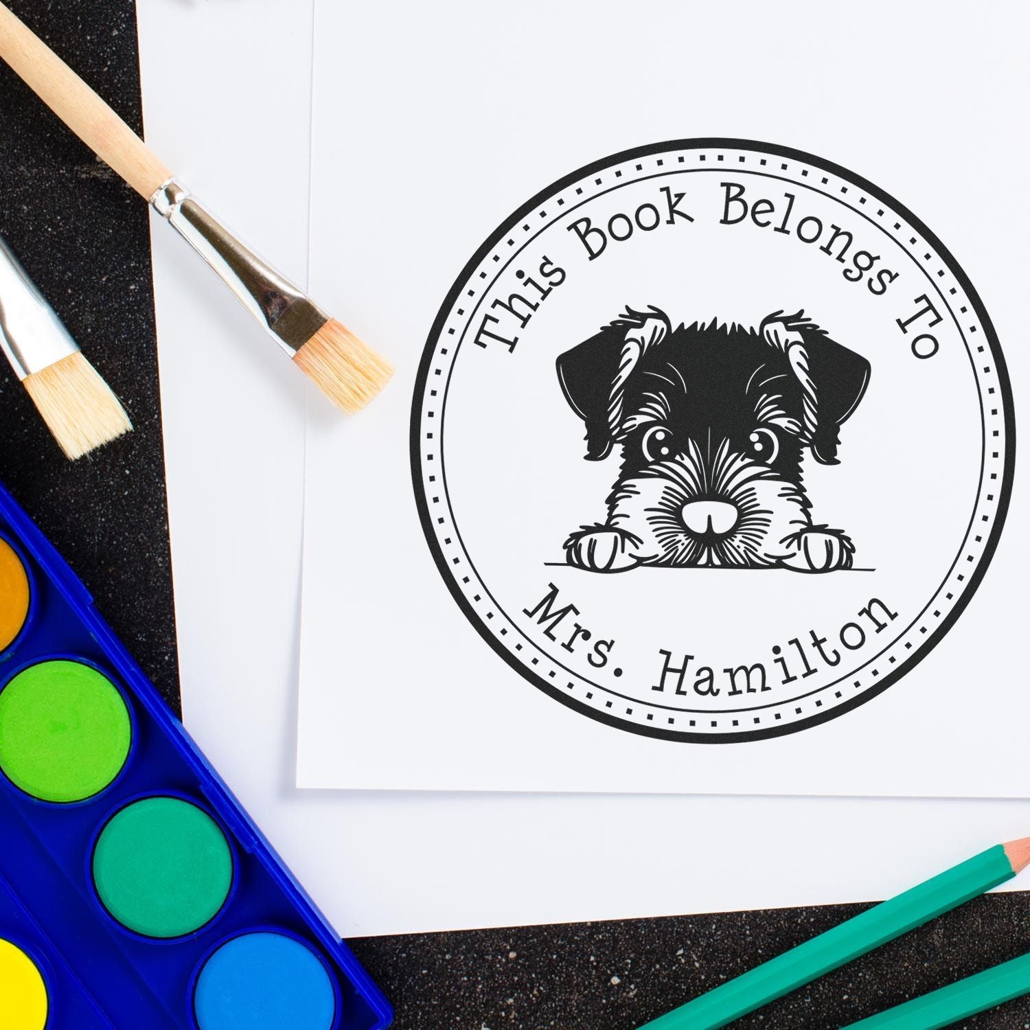 Self-Inking Giant Schnauzer Customizable Read it Return It Stamper - Engineer Seal Stamps