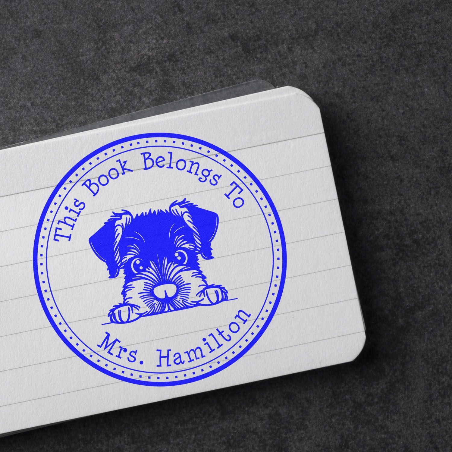 Wooden Handle Giant Schnauzer Custom Ex Libris Stamper - Engineer Seal Stamps