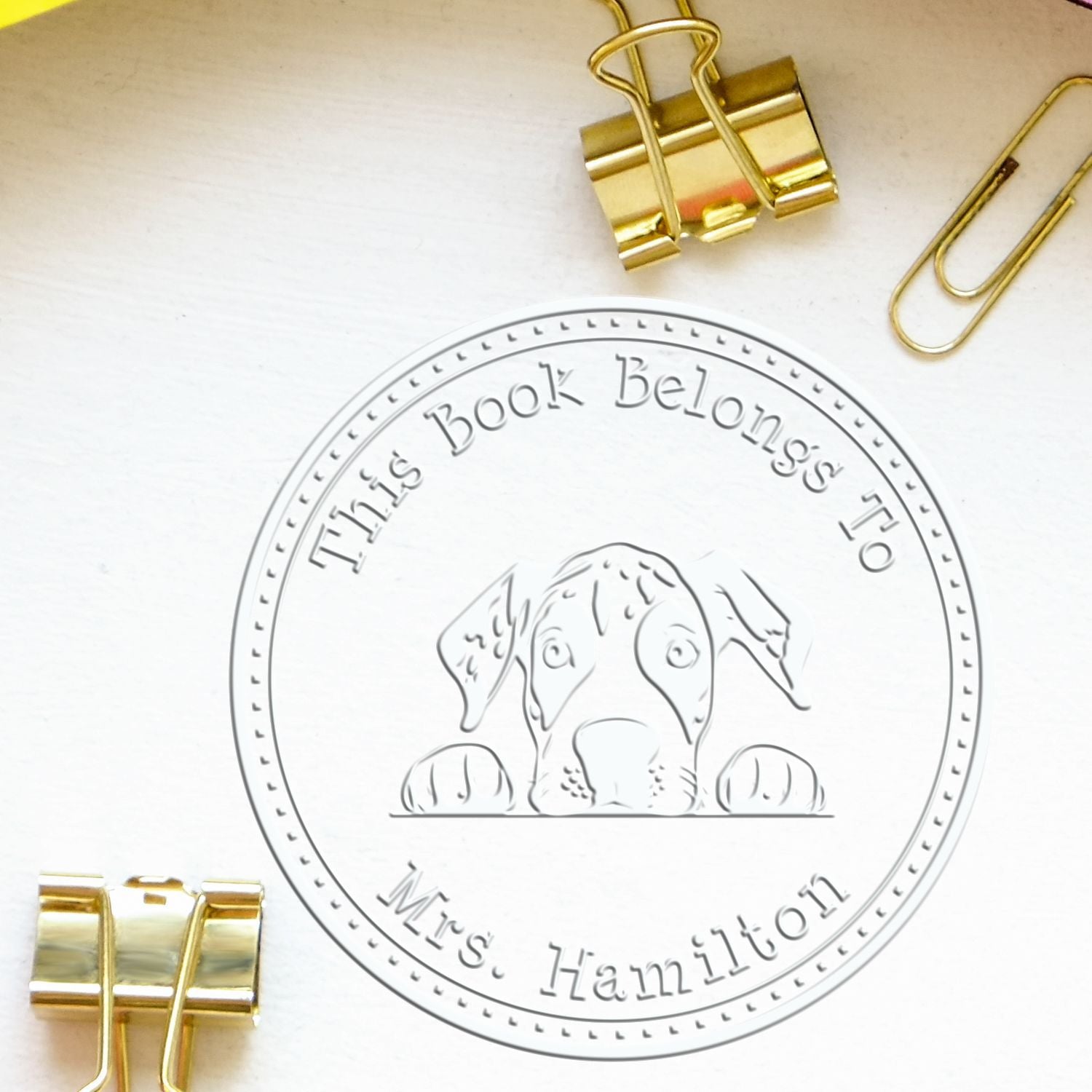 Handheld Great Dane Personalized Book Embossing Stamp - Engineer Seal Stamps