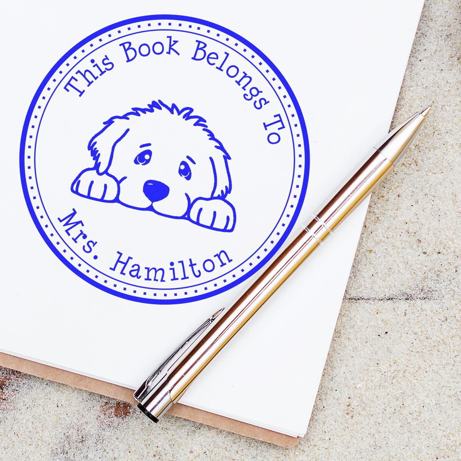 Wooden Handle Greater Swiss Mountain Dog Custom Ex Libris Book Stamper - Engineer Seal Stamps