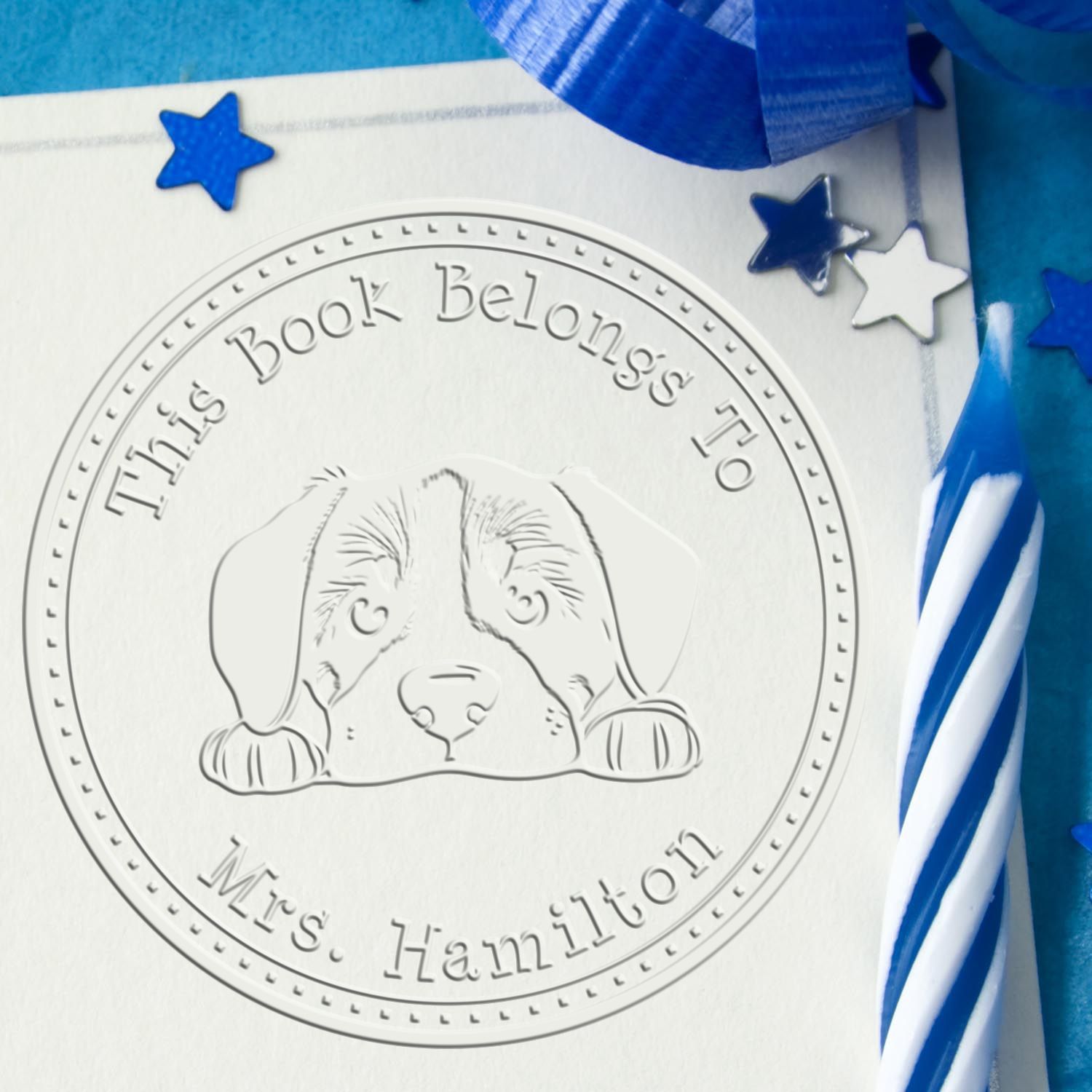 Handheld Great Pyrenees Personalized Book Embossed Seal Stamp