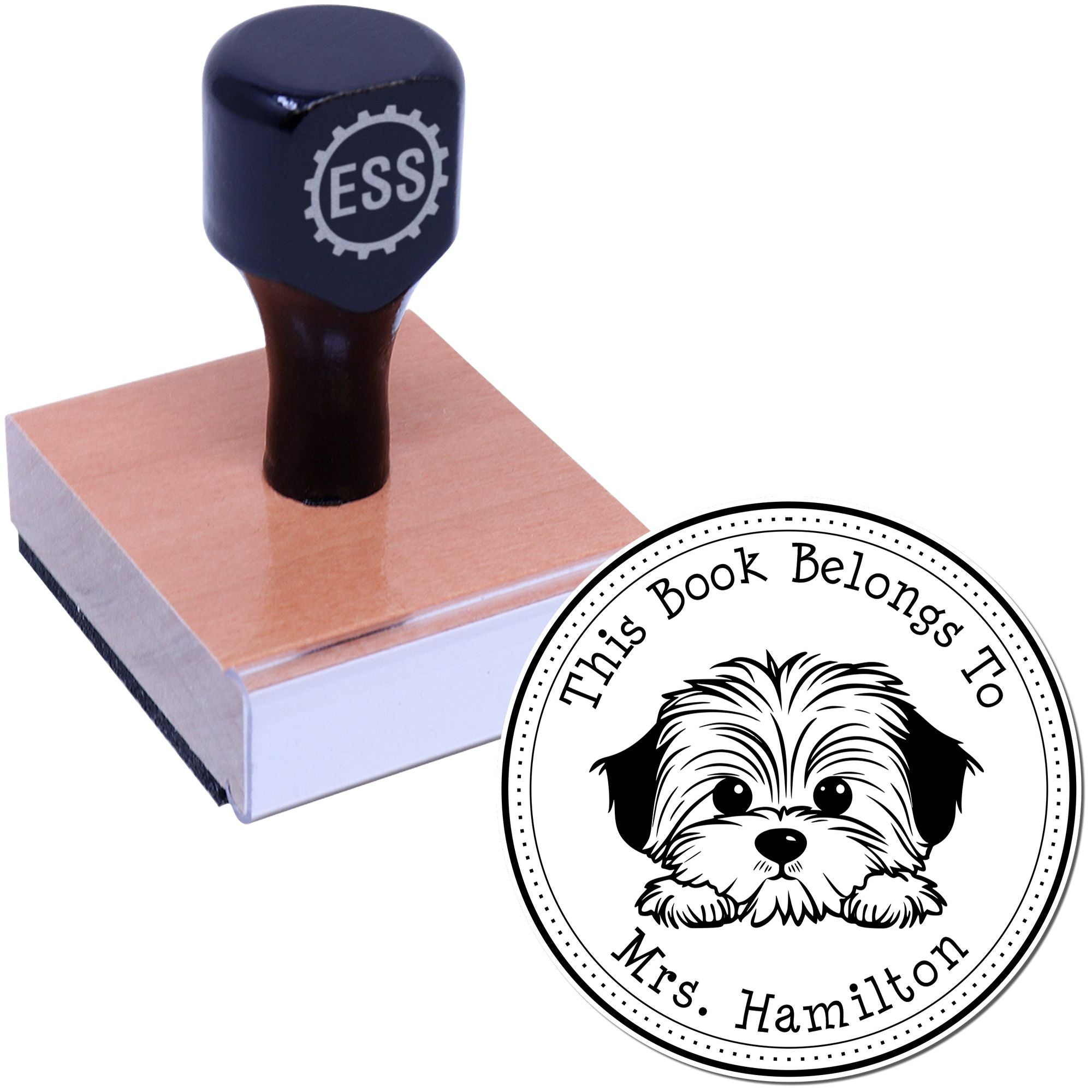 Wooden Handle Havanese Custom Library Book Stamper - Engineer Seal Stamps
