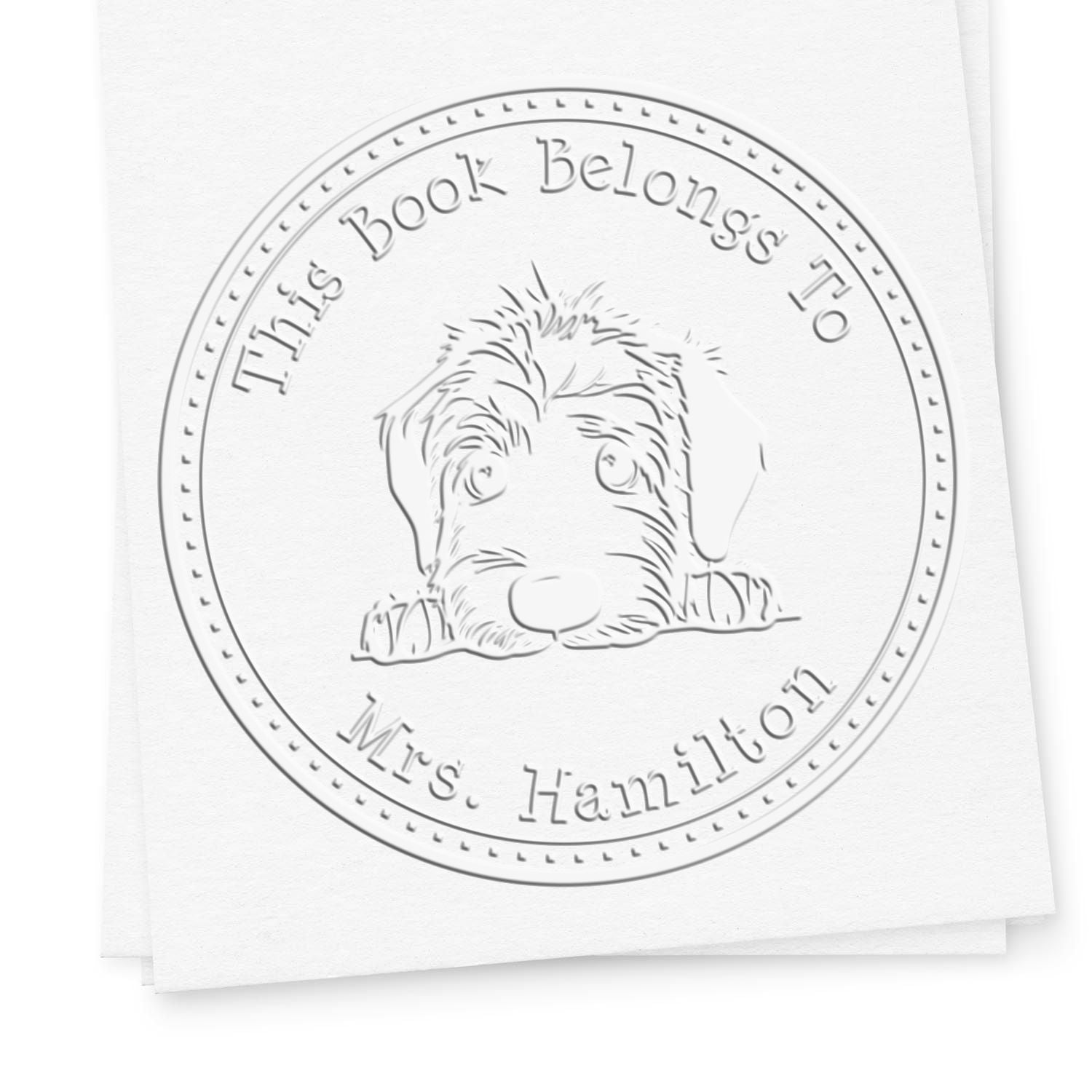 Handheld Irish Wolfhound Personalized Book Seal Embossed Stamp - Engineer Seal Stamps