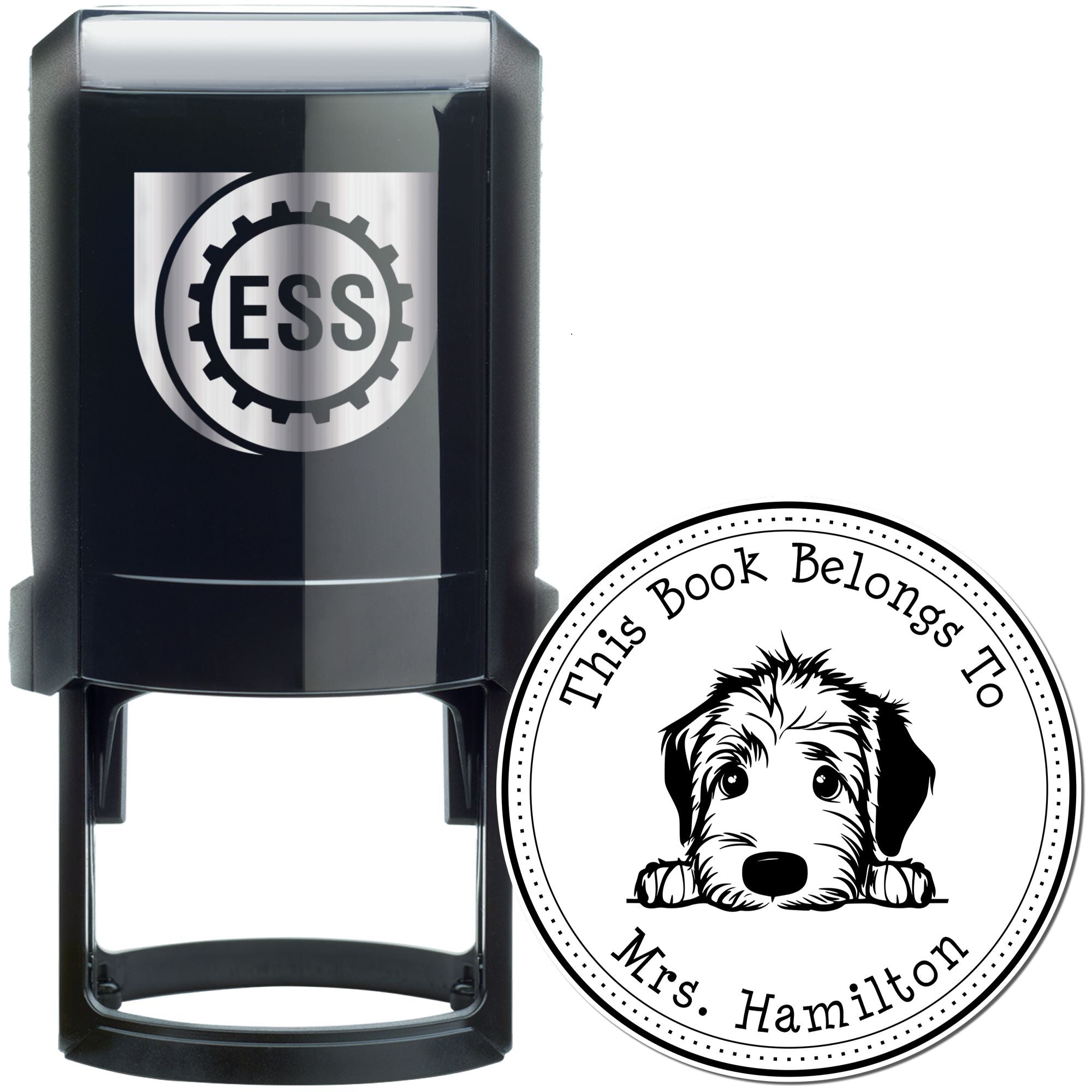 Self-Inking Irish Wolfhound Customizable Ex Libris Stamper - Engineer Seal Stamps