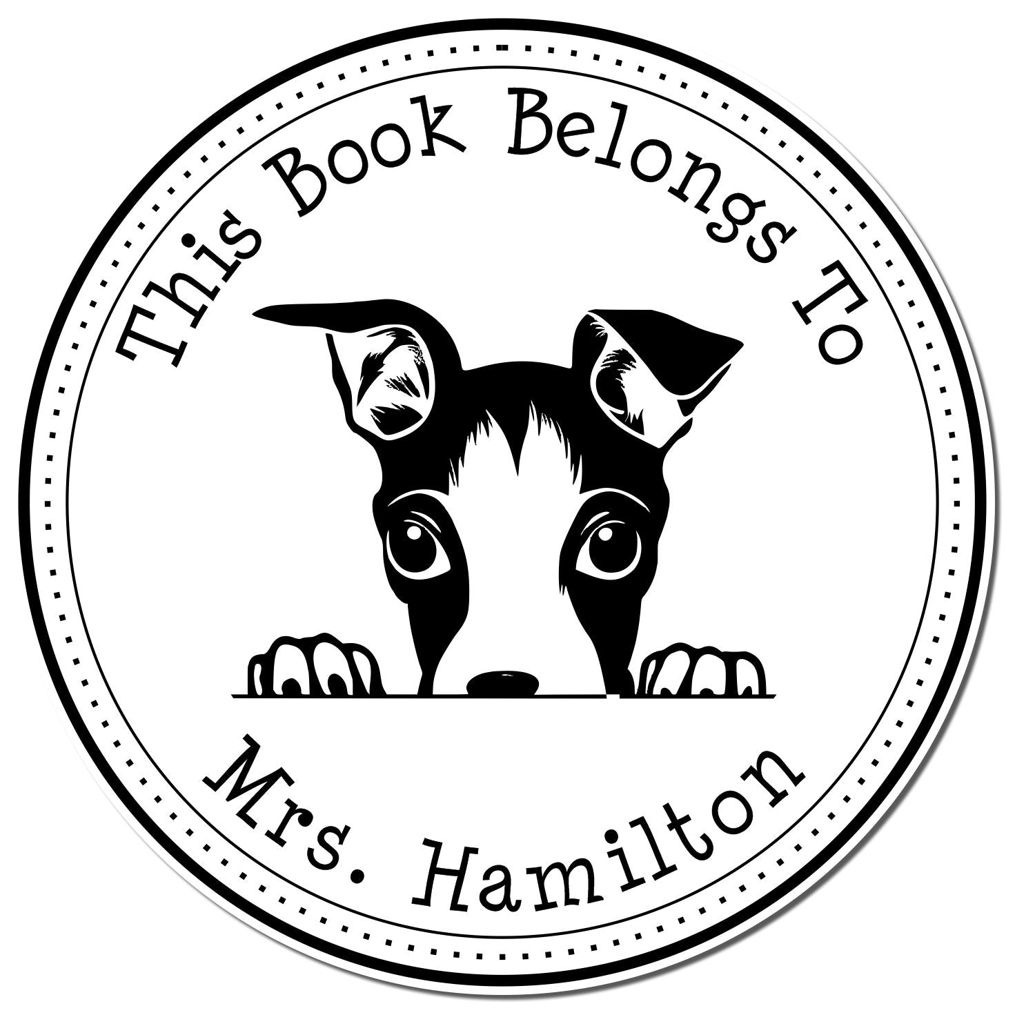 Wooden Handle Italian Greyhound Custom Book Collection Stamp - Engineer Seal Stamps