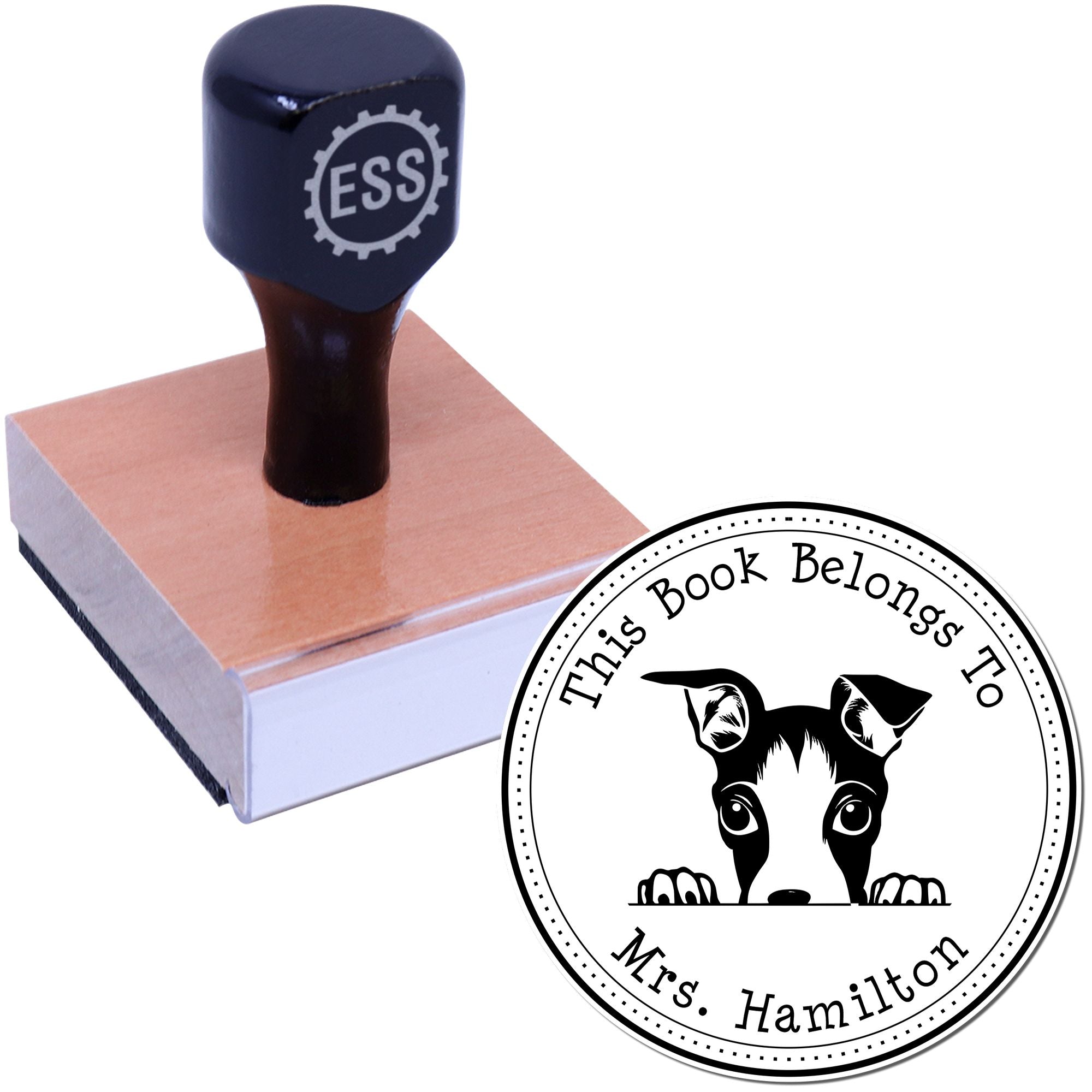 Wooden Handle Italian Greyhound Custom Book Collection Stamp - Engineer Seal Stamps
