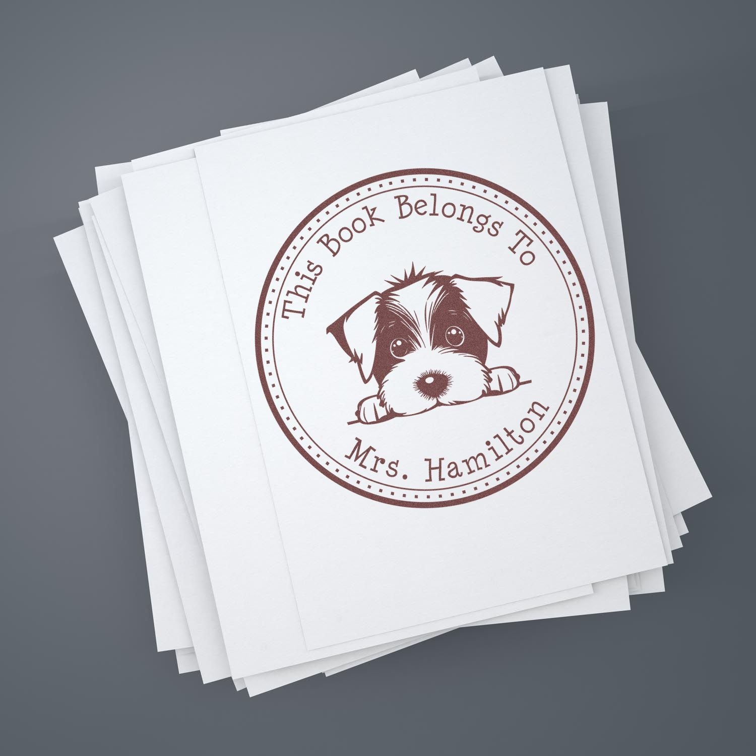 Wooden Handle Jack Russell Custom Book Collection Stamper - Engineer Seal Stamps