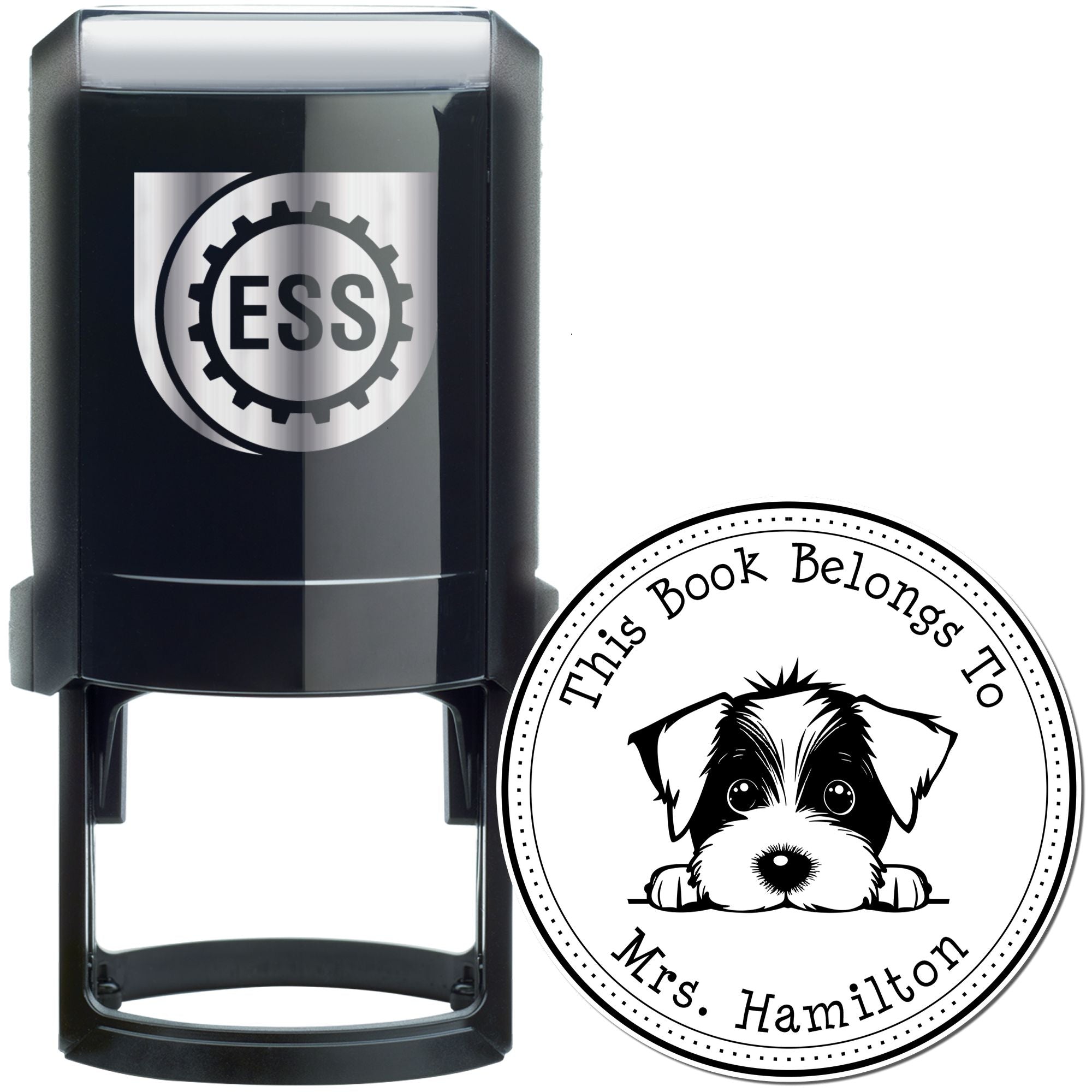 Self-Inking Jack Russell Customizable Ex Libris Library Stamper - Engineer Seal Stamps