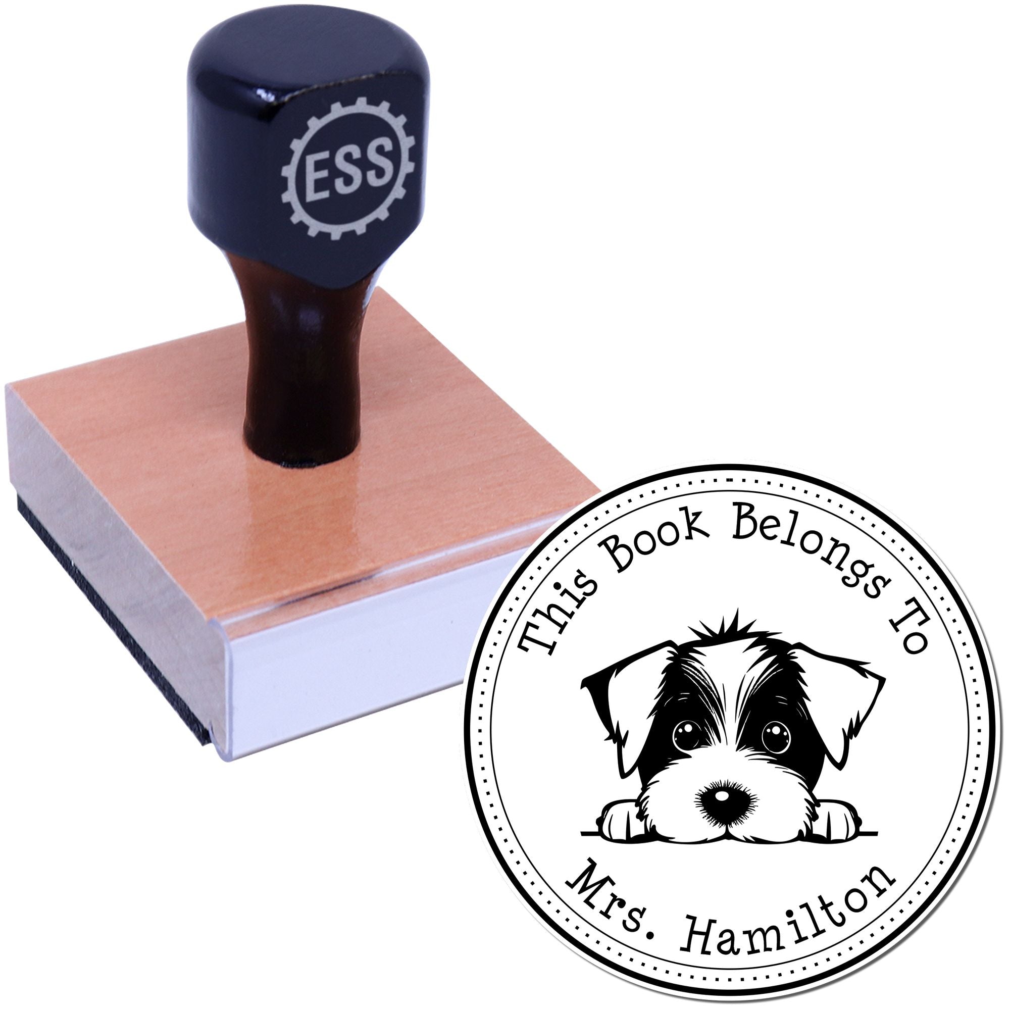 Wooden Handle Jack Russell Custom Book Collection Stamper - Engineer Seal Stamps