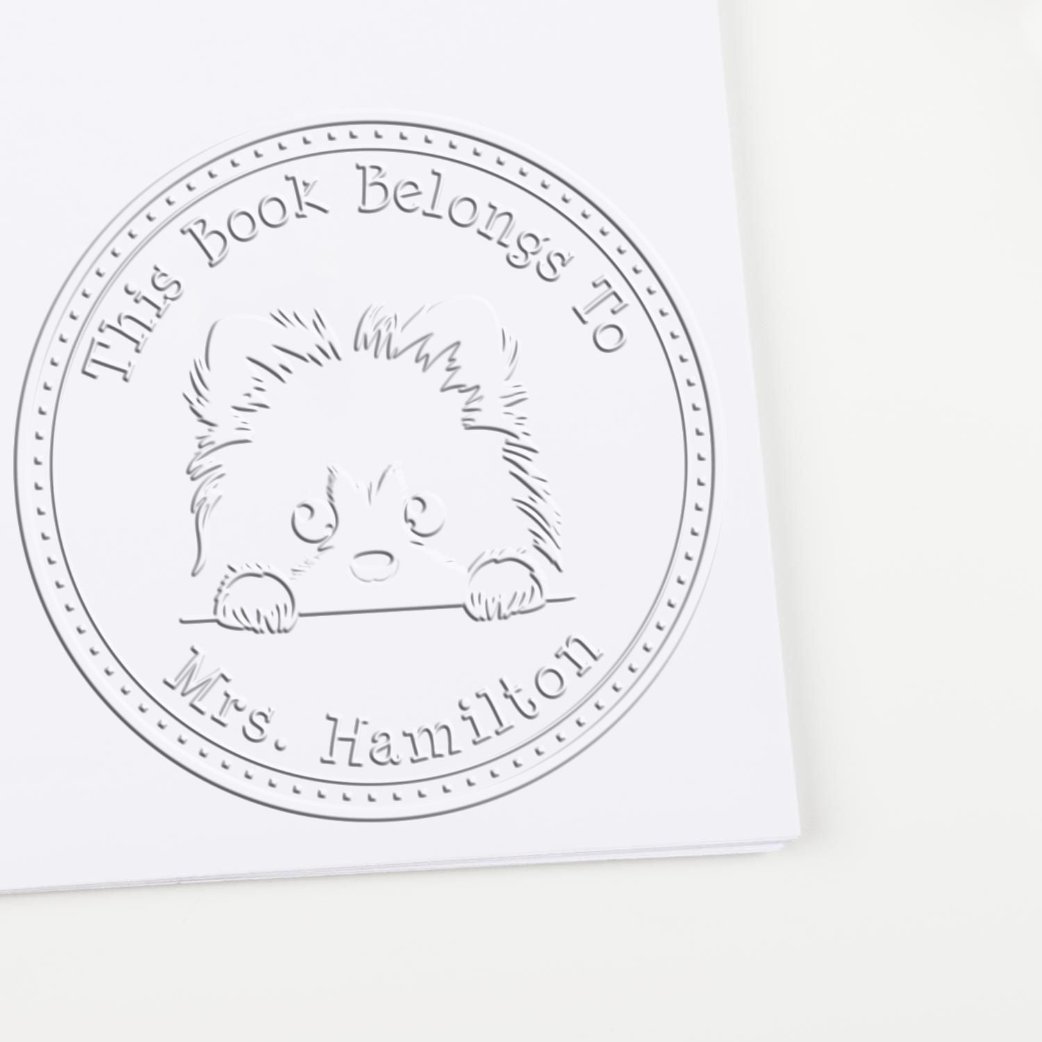 Keeshond Personalized Librarian Embossing Stamp