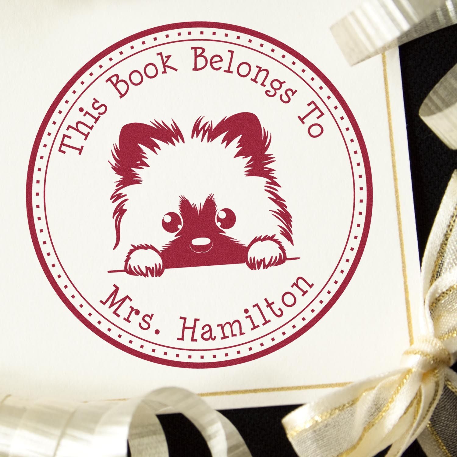 Self-Inking Keeshond Customizable Ex Libris Book Stamp - Engineer Seal Stamps