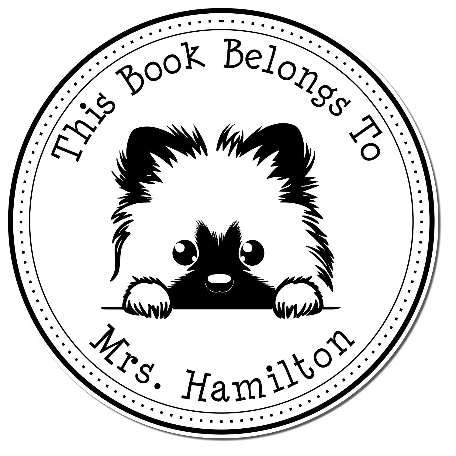 Self-Inking Keeshond Customizable Ex Libris Book Stamp - Engineer Seal Stamps