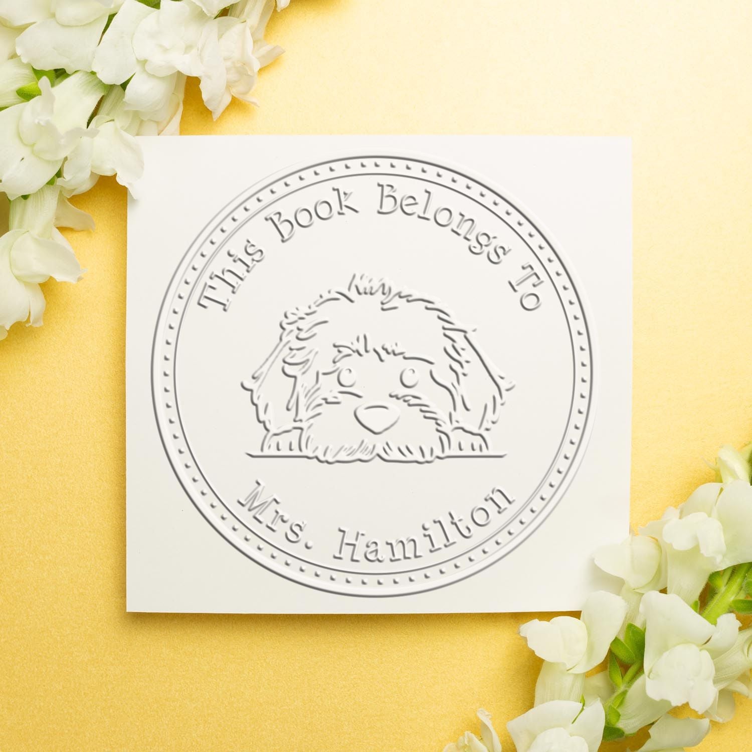 Handheld Labradoodle Personalized From the Desk of Seal Embosser - Engineer Seal Stamps