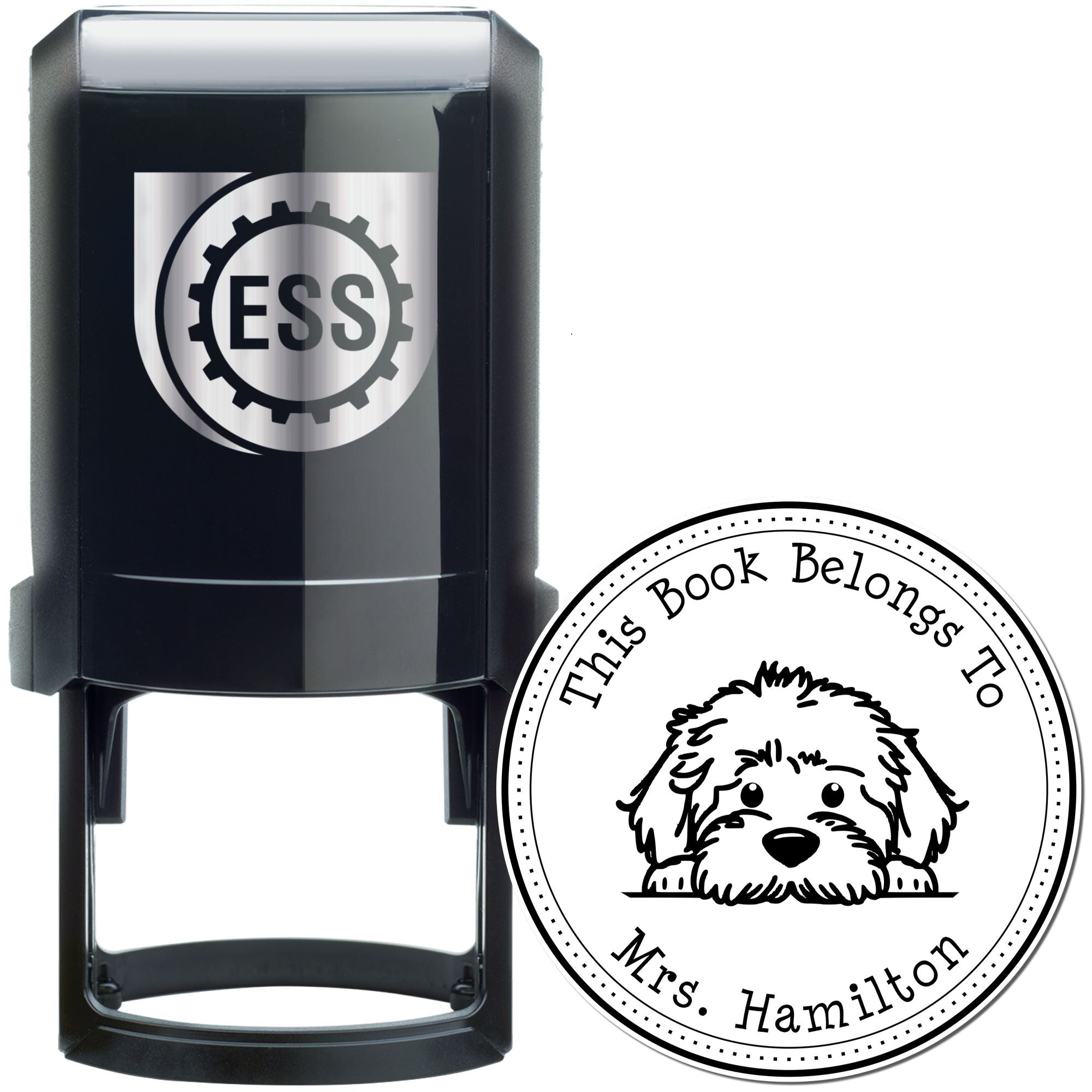 Self-Inking Labradoodle Customizable Ex Libris Book Stamper - Engineer Seal Stamps
