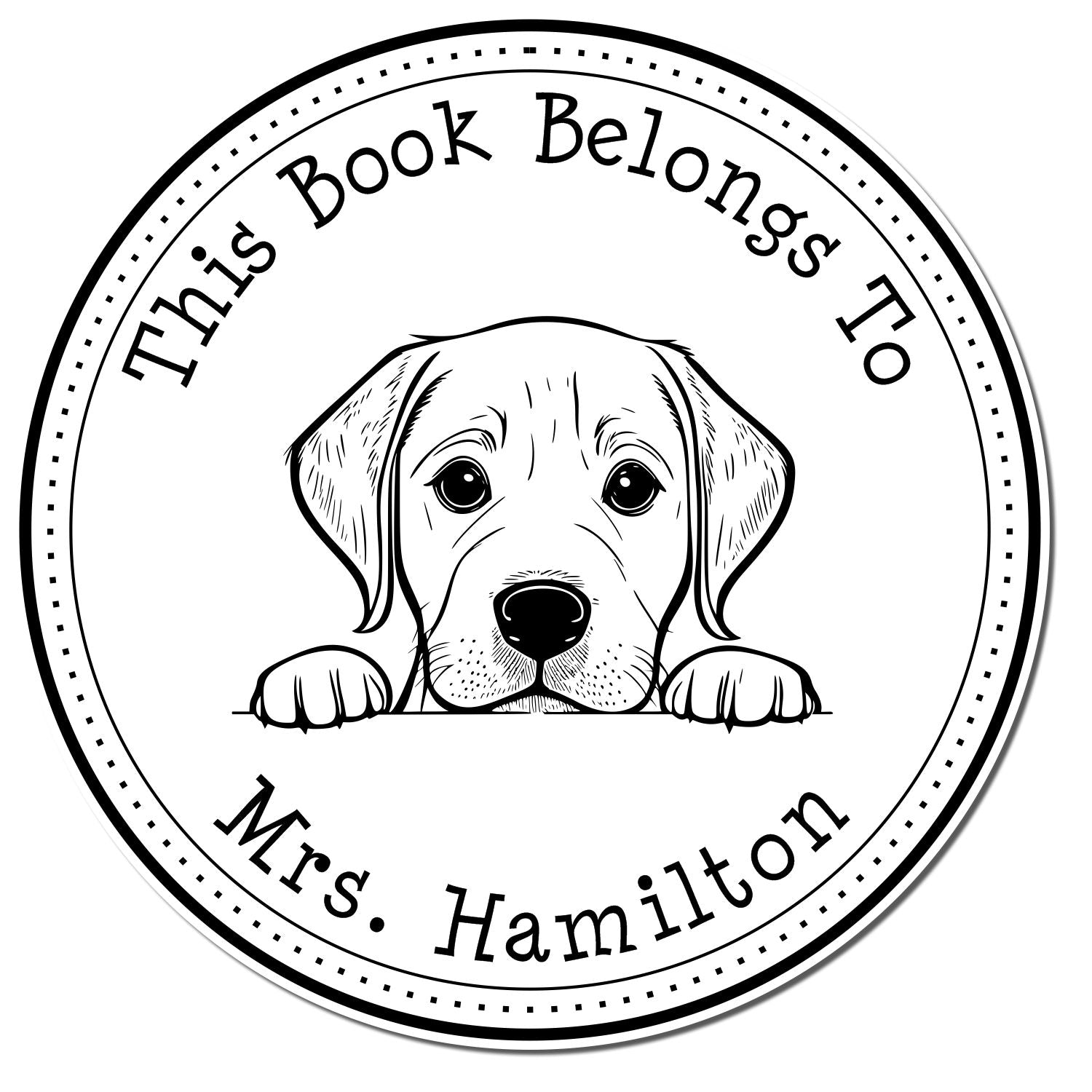 Wooden Handle Labrador Retriever Custom Book Return Stamp - Engineer Seal Stamps