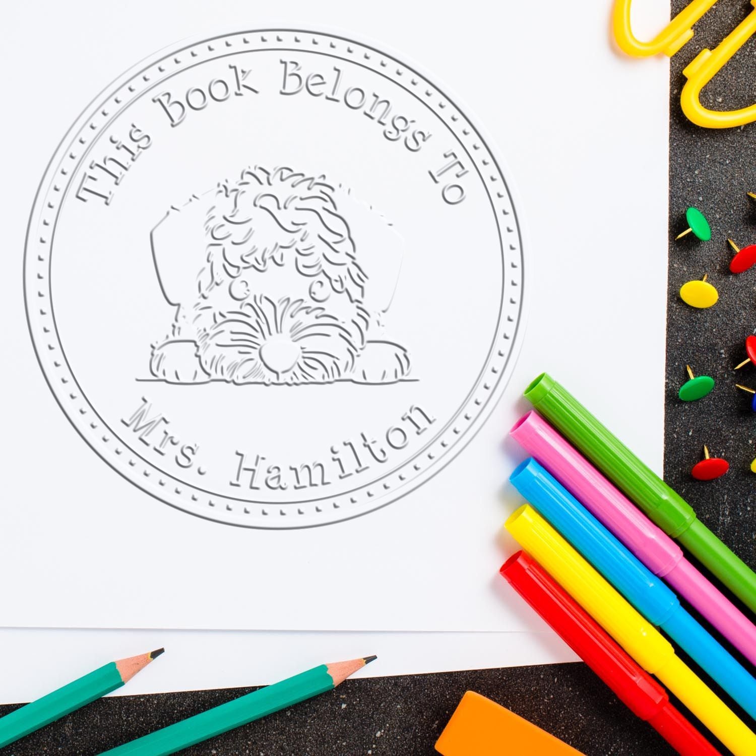 Lagotto Romagnolo Personalized Librarian Embossing Seal Stamp