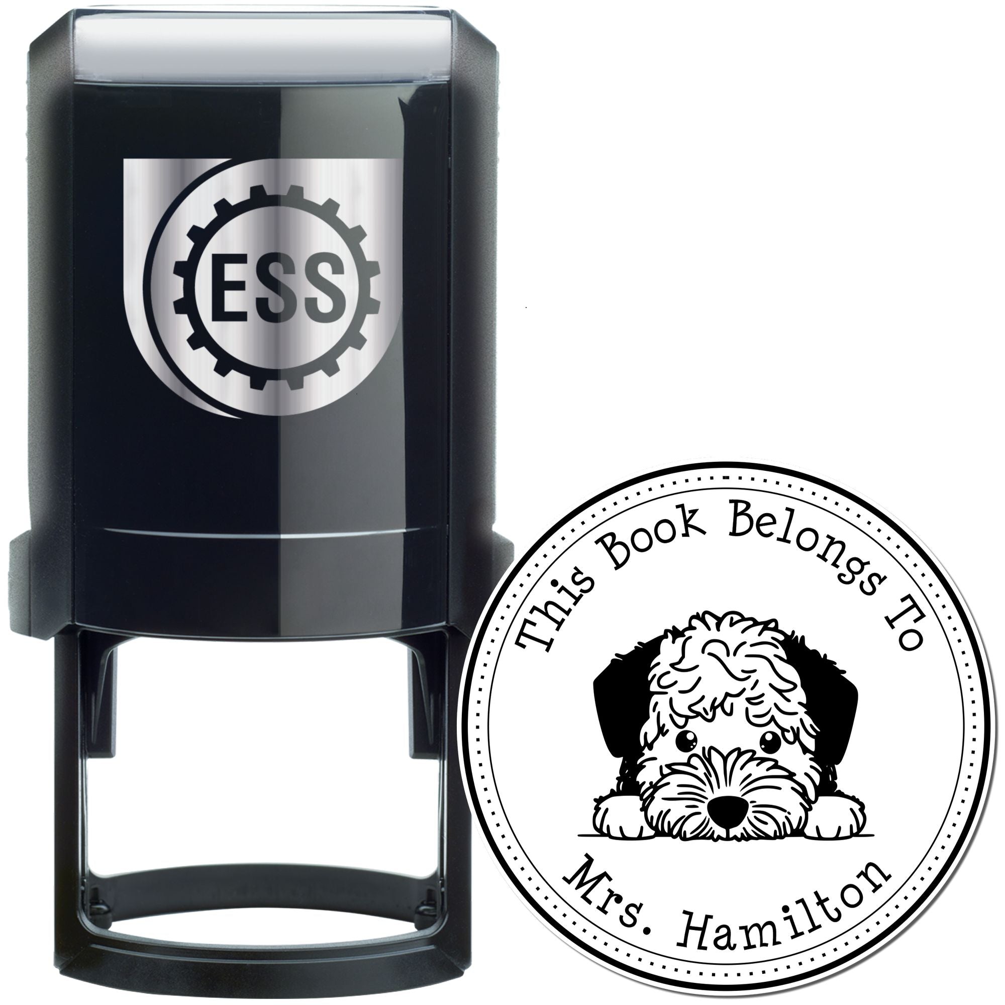 Self-Inking Lagotto Romagnolo Customizable Library Book Stamper - Engineer Seal Stamps