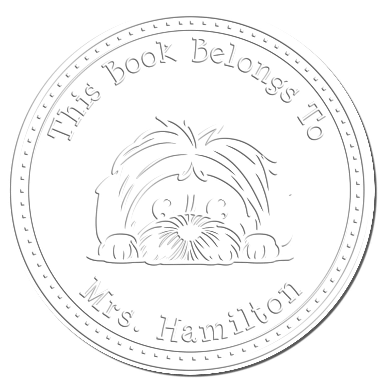 Handheld Lhasa Apso Personalized From the Desk of Embossing Stamp - Engineer Seal Stamps