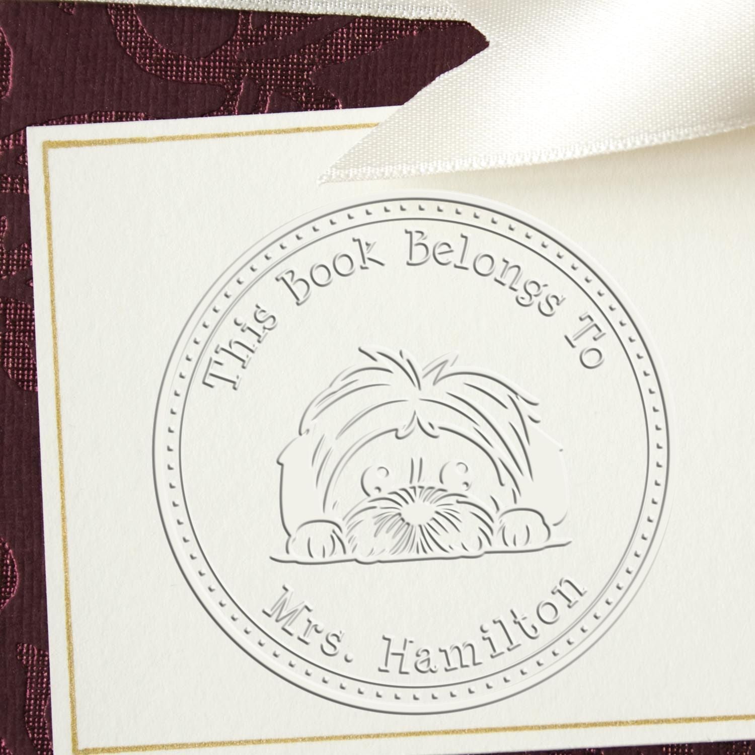 Lhasa Apso Personalized Librarian Seal Embossing Stamp