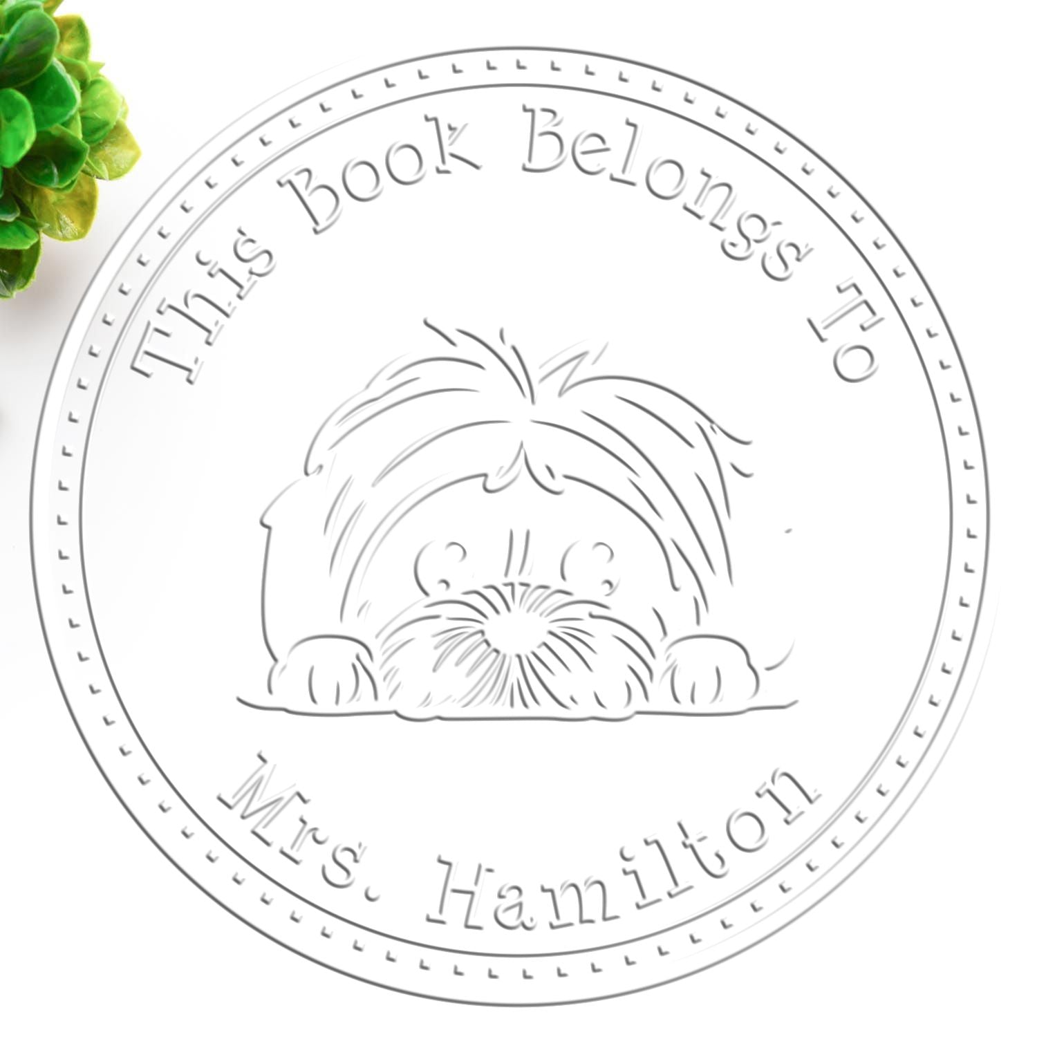 Handheld Lhasa Apso Personalized From the Desk of Embossing Stamp - Engineer Seal Stamps