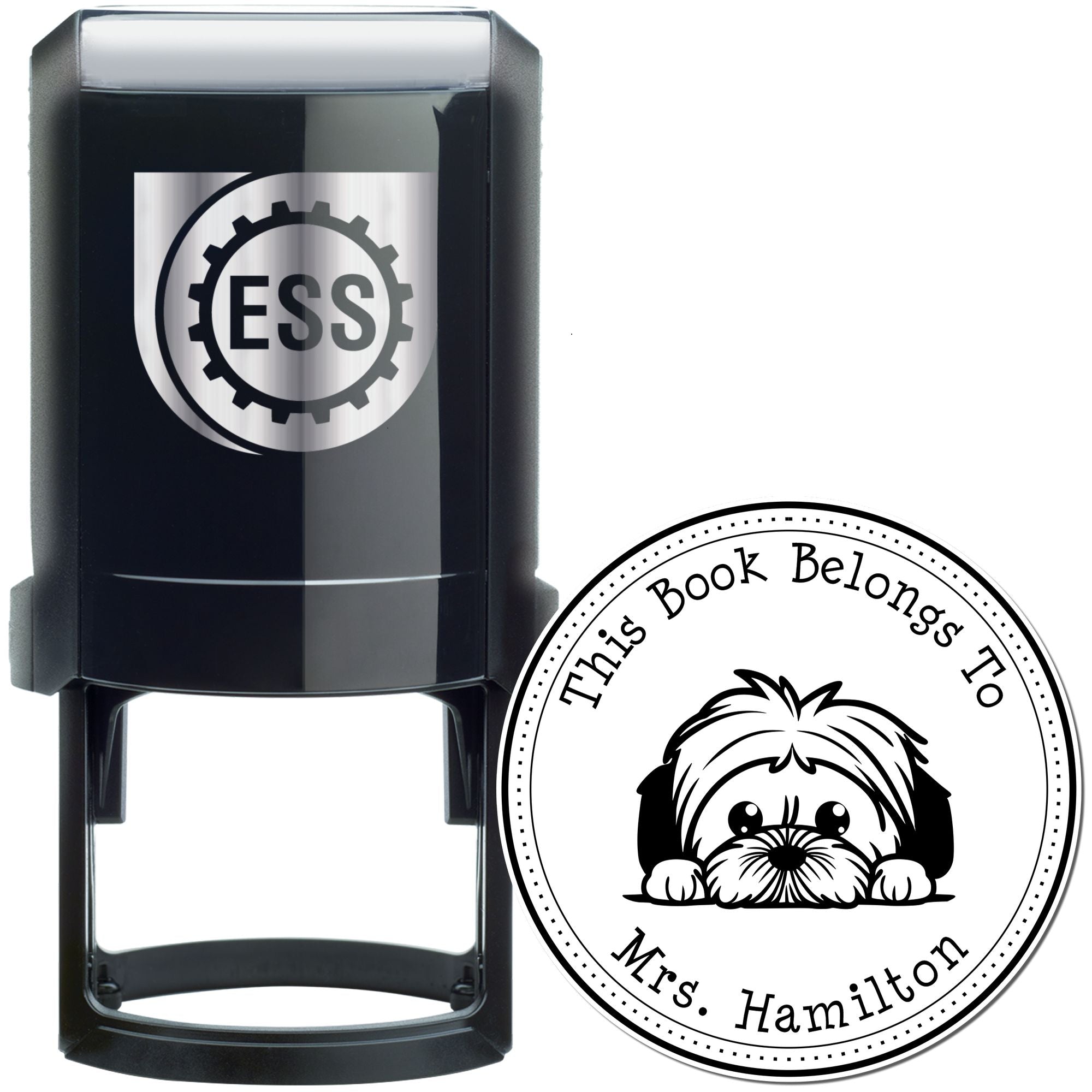 Self-Inking Lhasa Apso Customizable Home Library Stamp - Engineer Seal Stamps