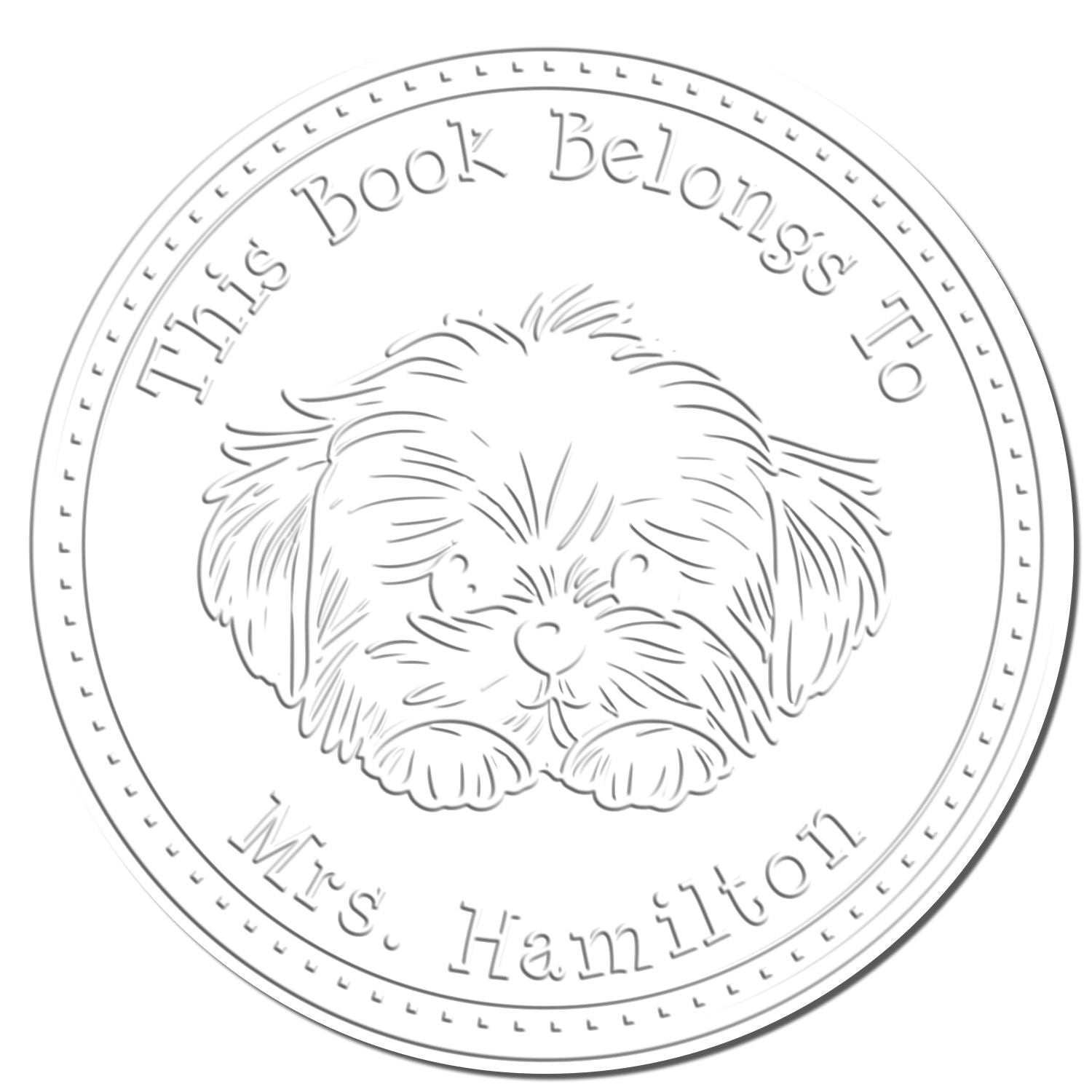 Handheld Maltese Personalized From the Desk of Embossed Stamp - Engineer Seal Stamps