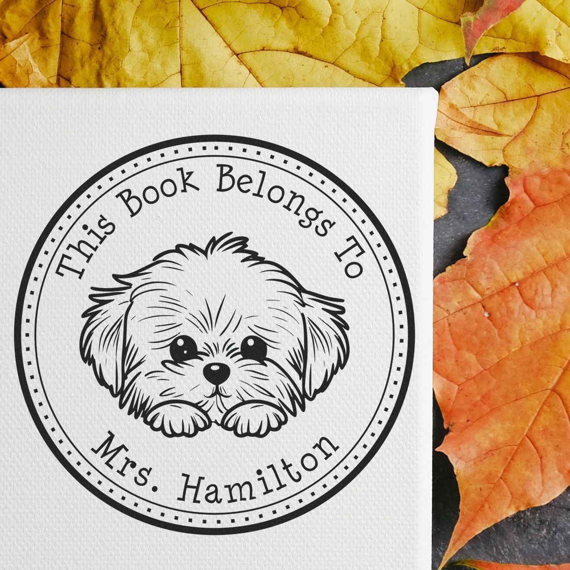 Wooden Handle Maltese Custom Book Label Stamper - Engineer Seal Stamps