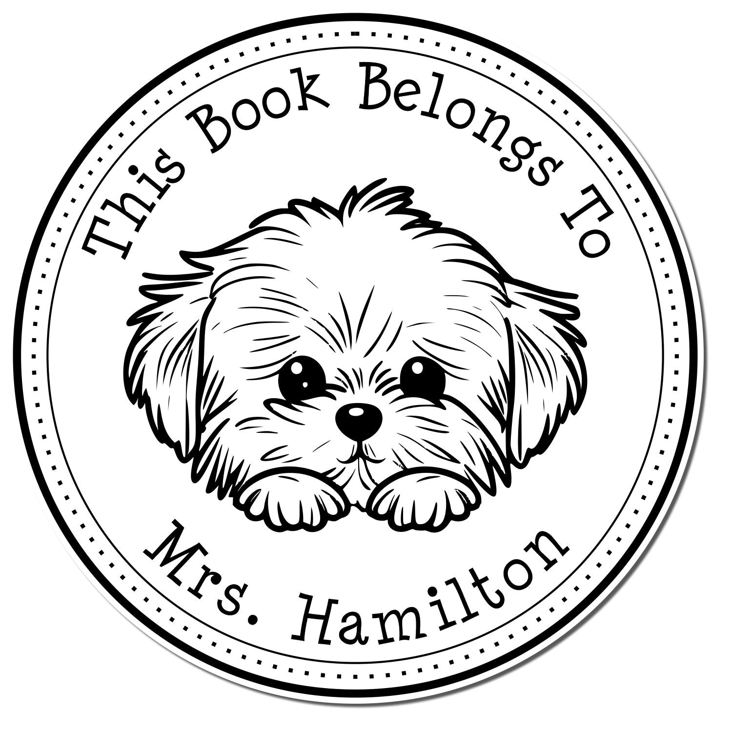 Wooden Handle Maltese Custom Book Label Stamper - Engineer Seal Stamps