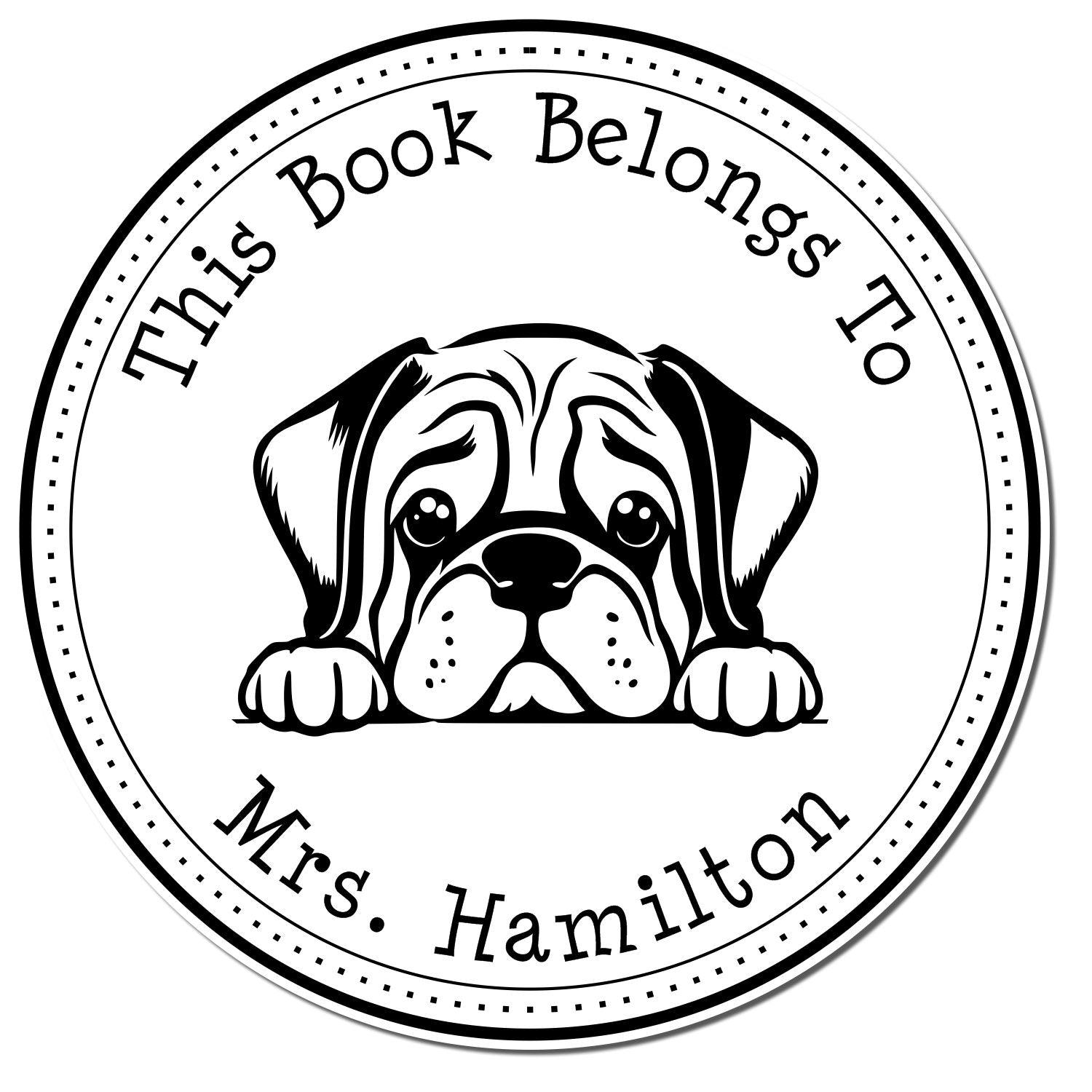 Wooden Handle Mastiff Custom Library Name Stamp - Engineer Seal Stamps